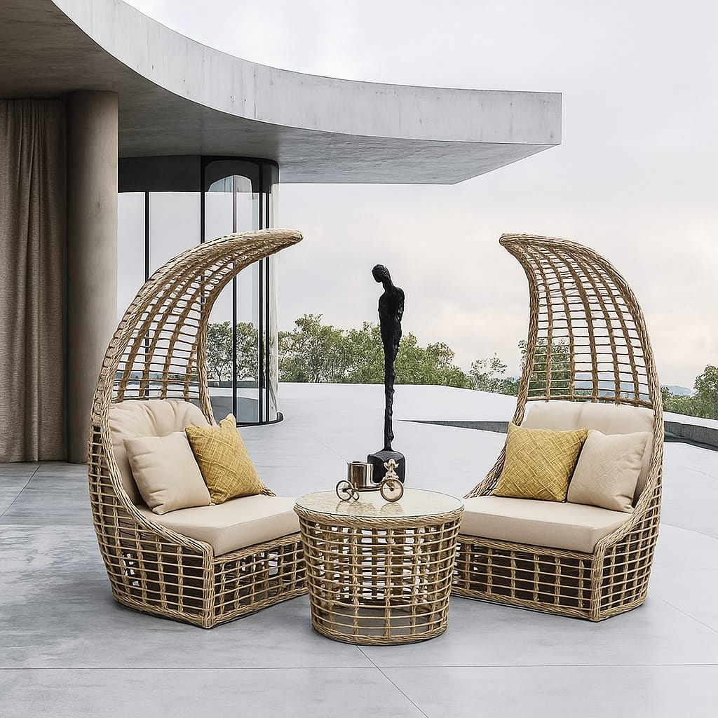 Deniz Kabuğu Rattan Bahçe Takımı