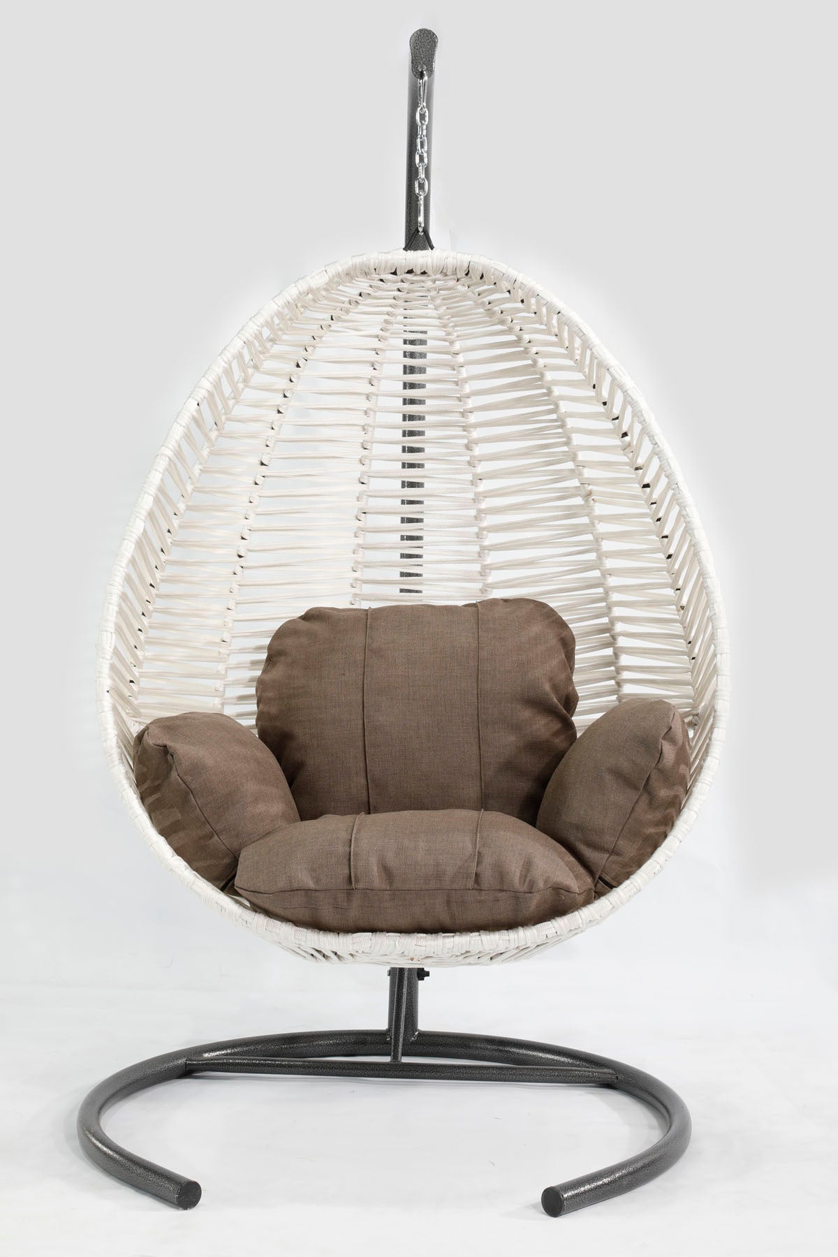 Fındık Model Beyaz Hamak Bahçe Salıncağı Antrasit Minder