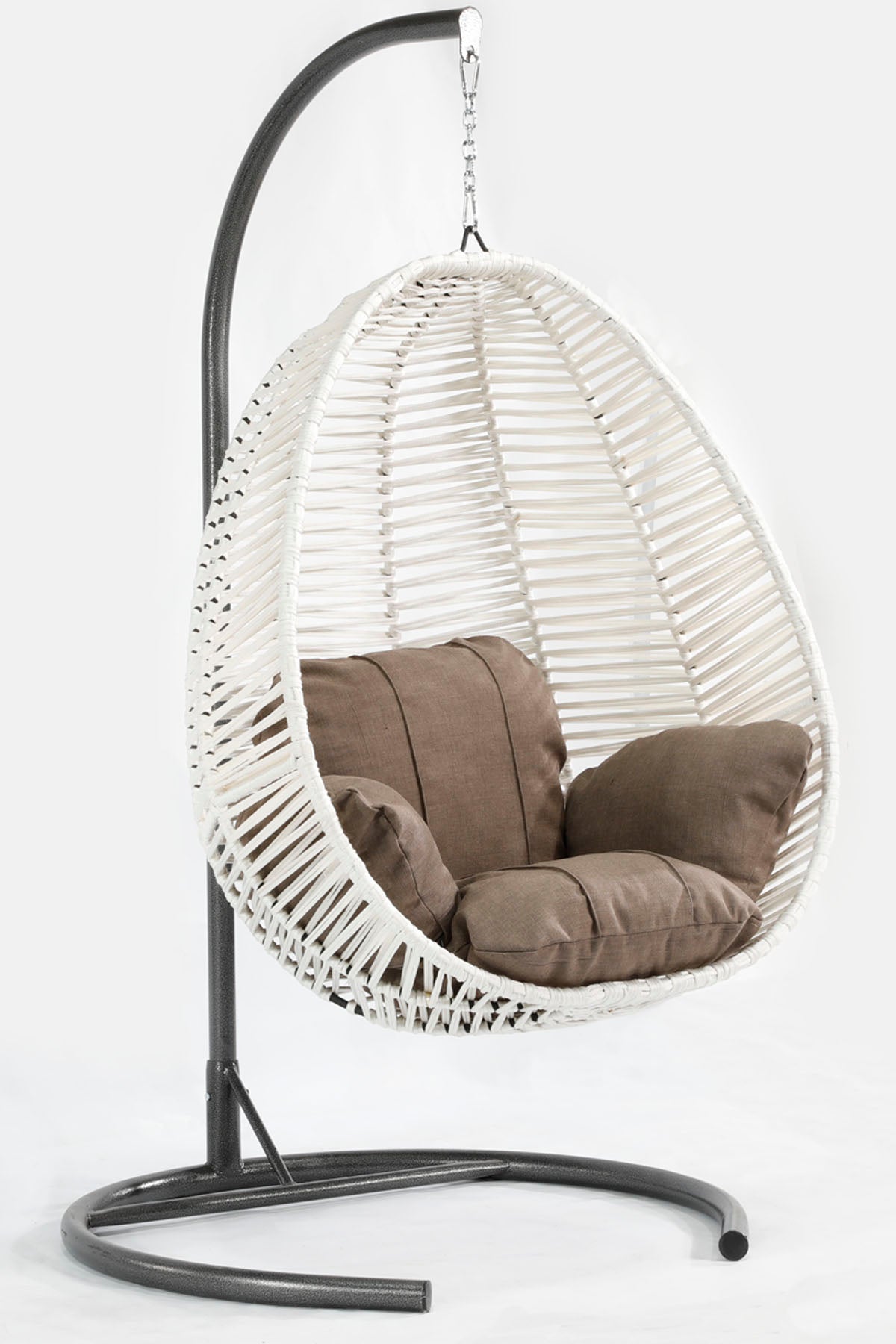 Fındık Model Beyaz Hamak Bahçe Salıncağı Antrasit Minder