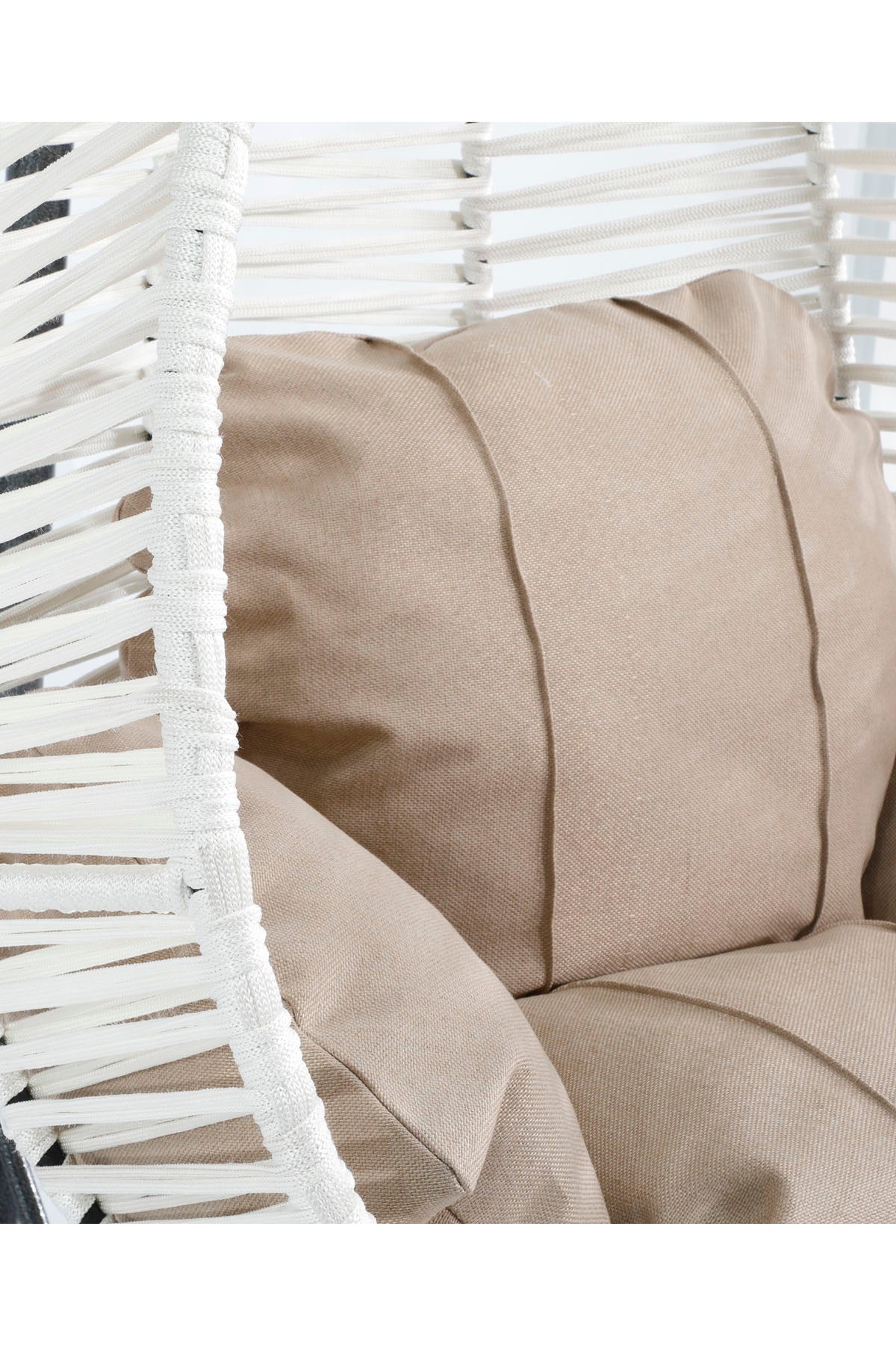 Fındık Model Beyaz Hamak Bahçe Salıncağı Krem Minder