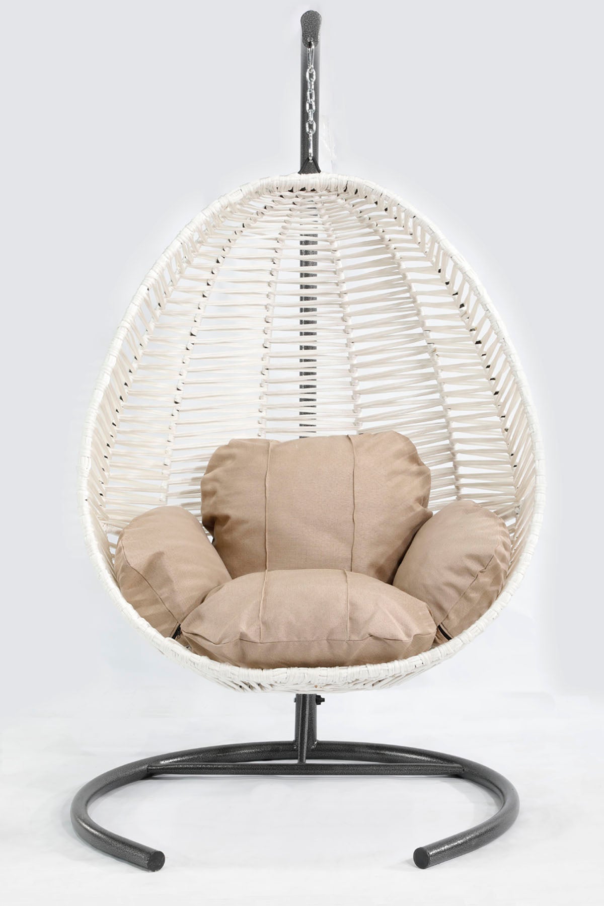 Fındık Model Beyaz Hamak Bahçe Salıncağı Krem Minder