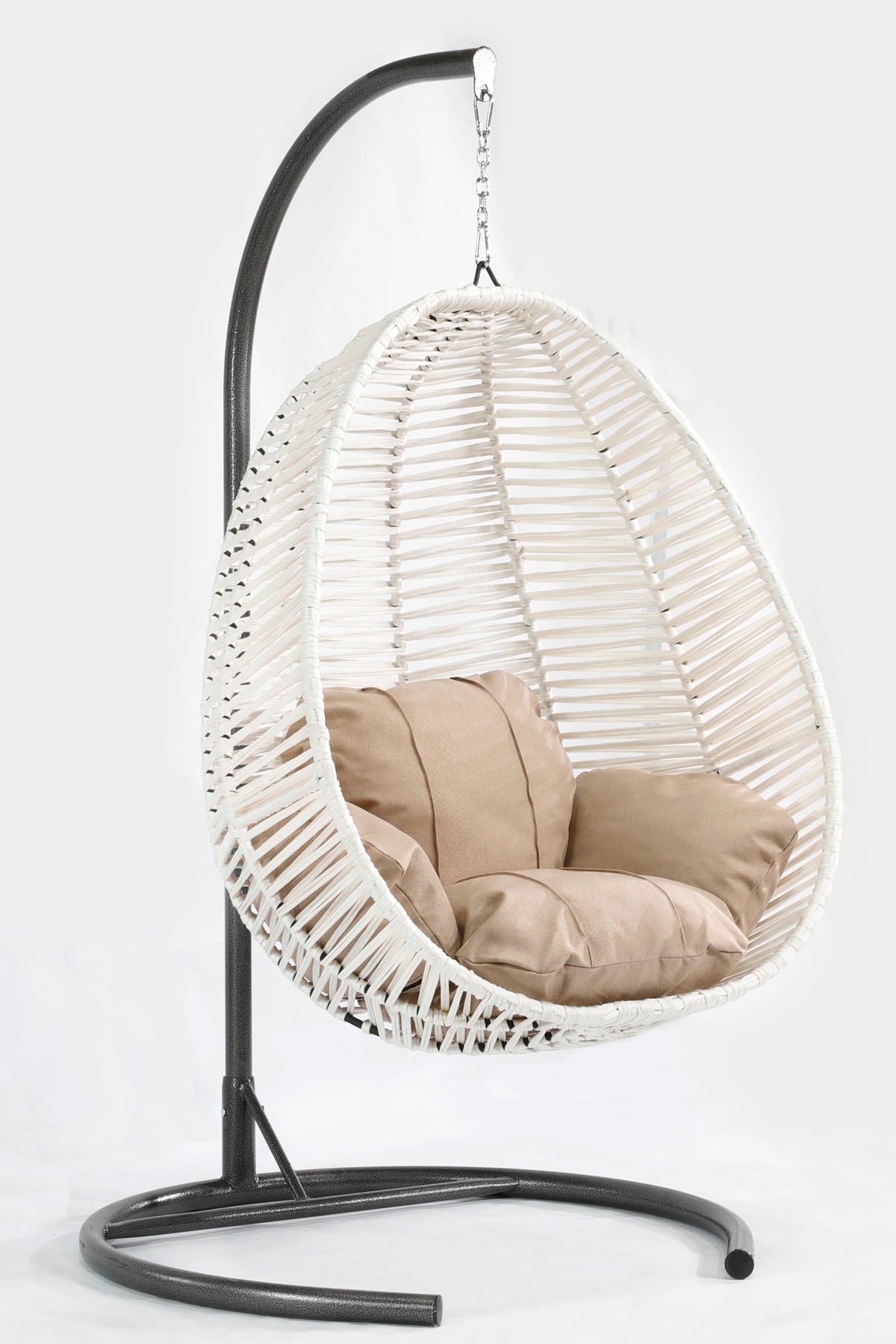 Fındık Model Beyaz Hamak Bahçe Salıncağı Krem Minder