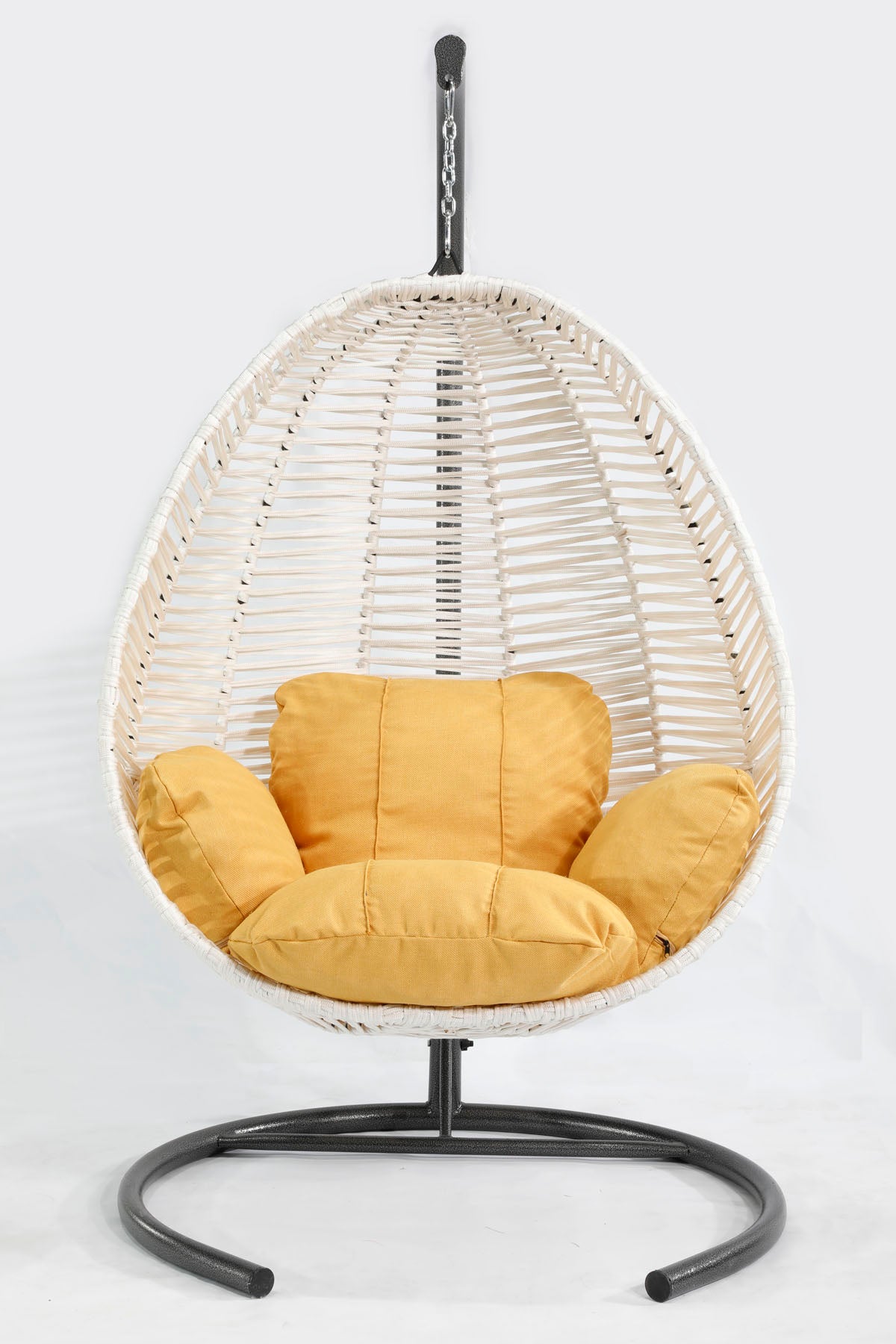 Fındık Model Beyaz Hamak Bahçe Salıncağı Sarı Minder