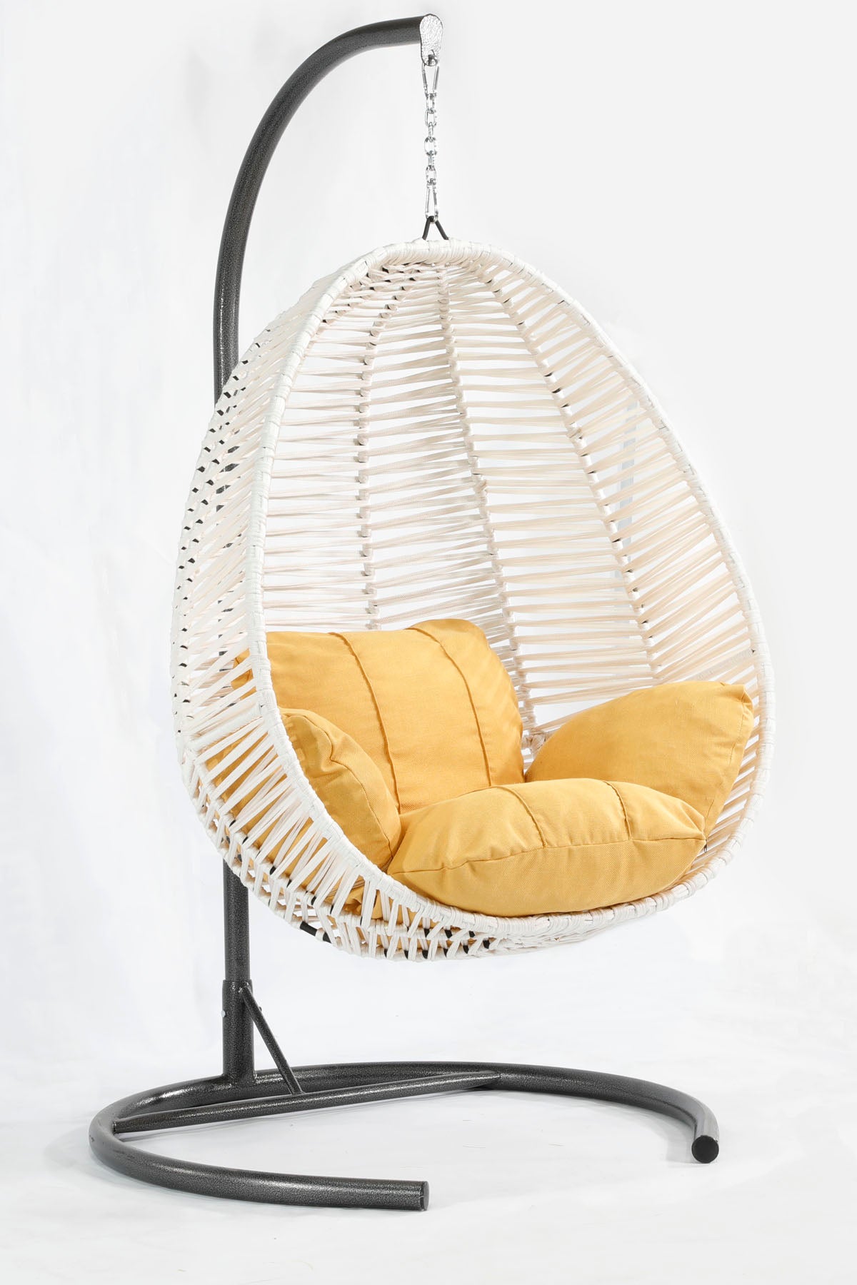 Fındık Model Beyaz Hamak Bahçe Salıncağı Sarı Minder