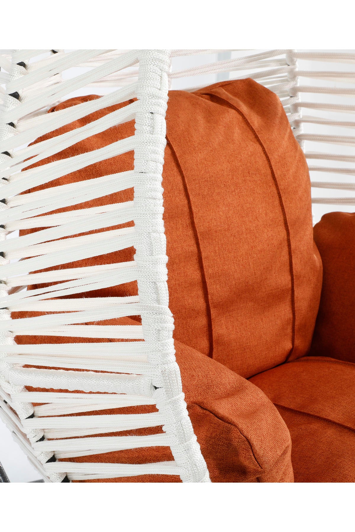 Fındık Model Beyaz Hamak Bahçe Salıncağı Turuncu Minder