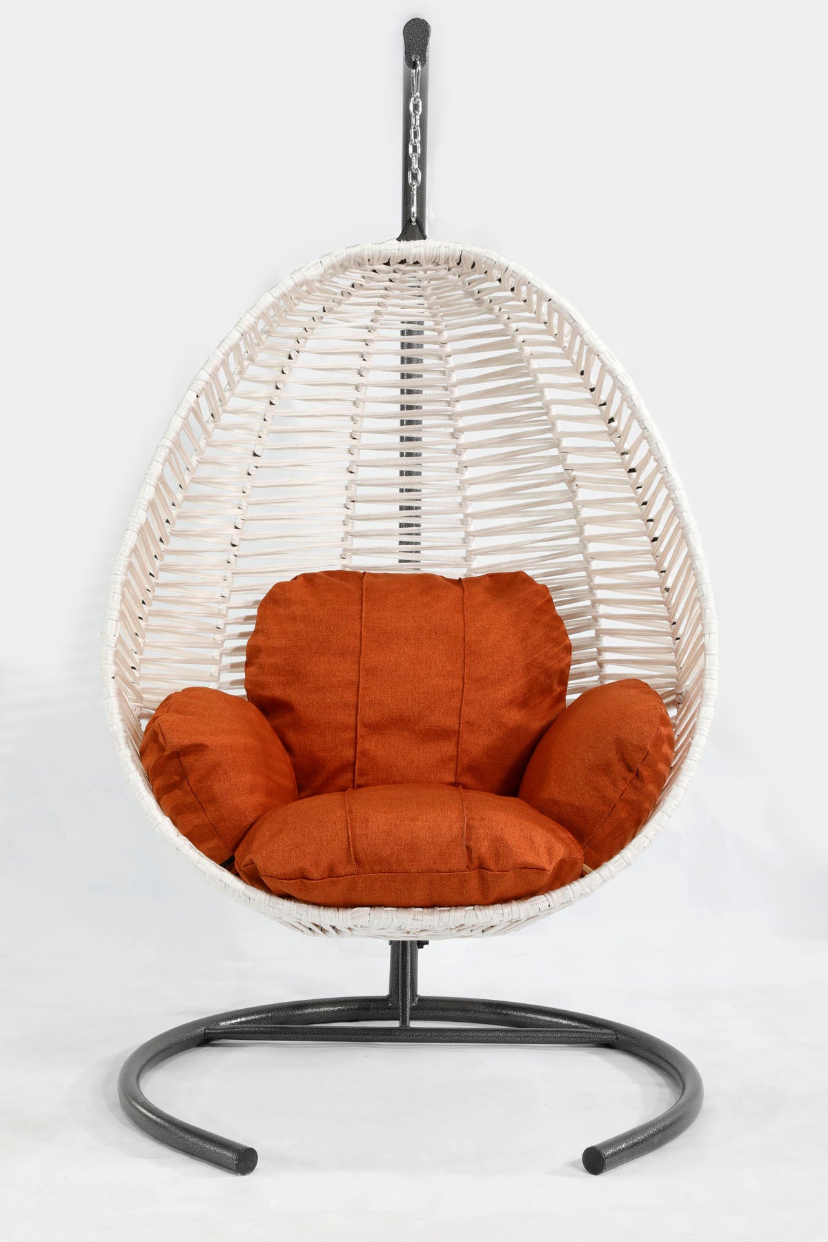 Fındık Model Beyaz Hamak Bahçe Salıncağı Turuncu Minder