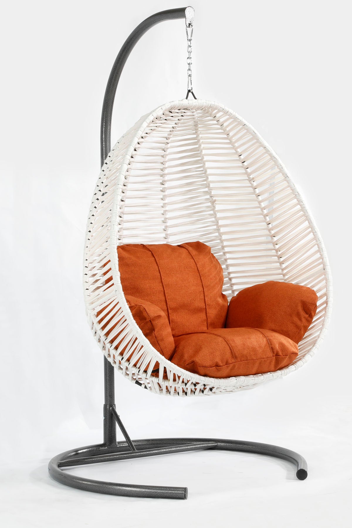 Fındık Model Beyaz Hamak Bahçe Salıncağı Turuncu Minder