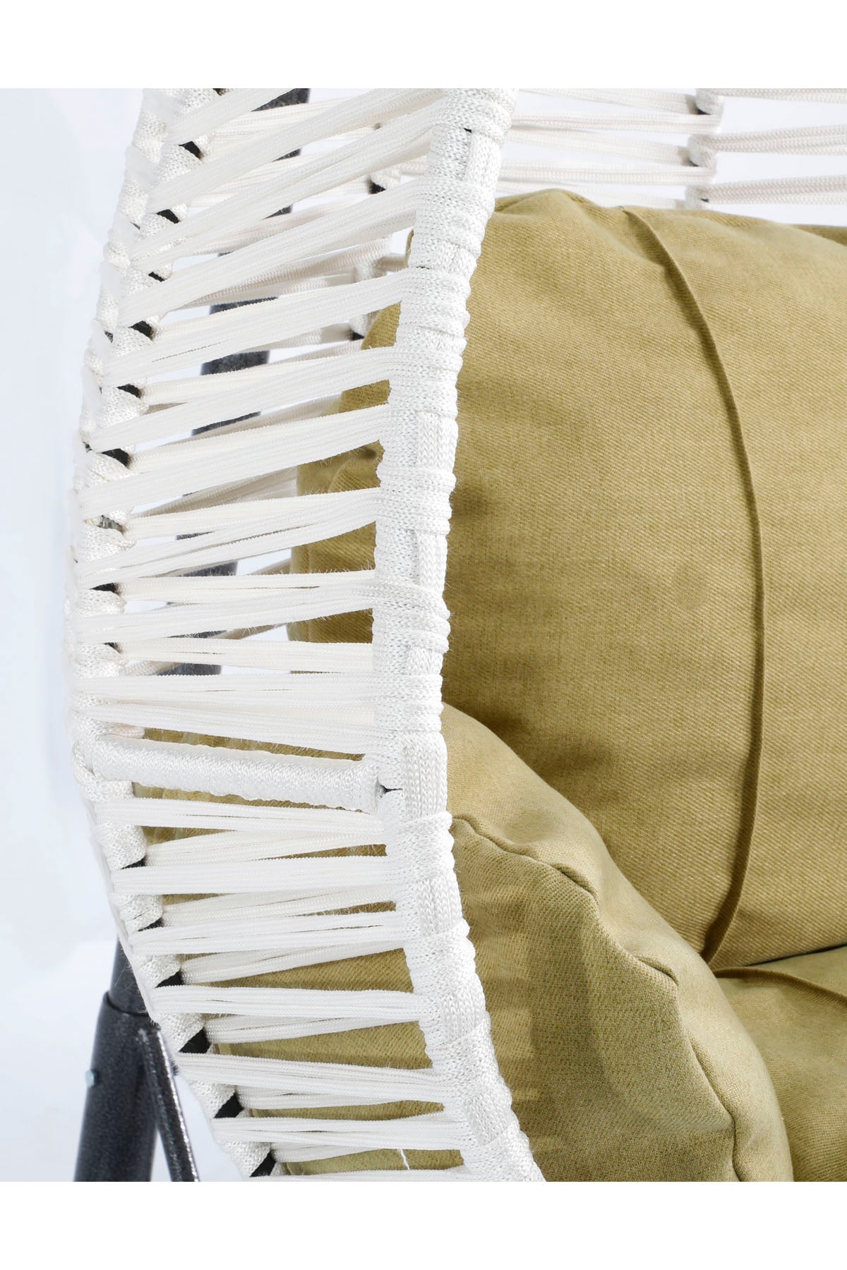 Fındık Model Beyaz Hamak Bahçe Salıncağı Yeşil Minder