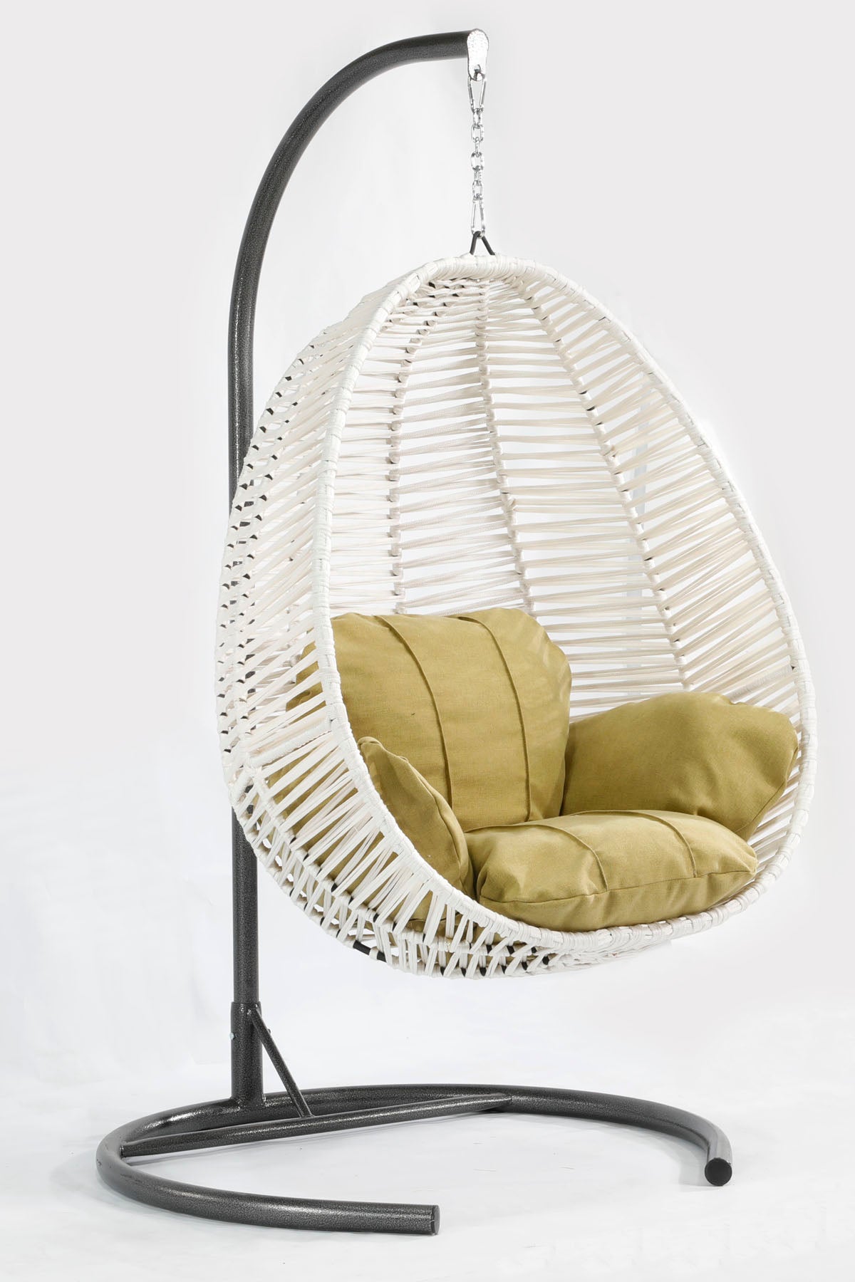 Fındık Model Beyaz Hamak Bahçe Salıncağı Yeşil Minder