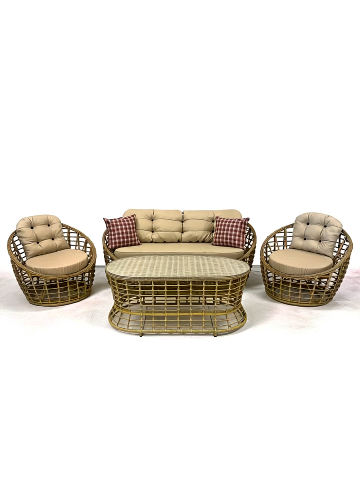 360 Derece Döner Berjerli 3+1+1+Masalı Rattan Bahçe Takımı