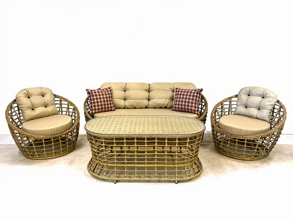 360 Derece Döner Berjerli 3+1+1+Masalı Rattan Bahçe Takımı