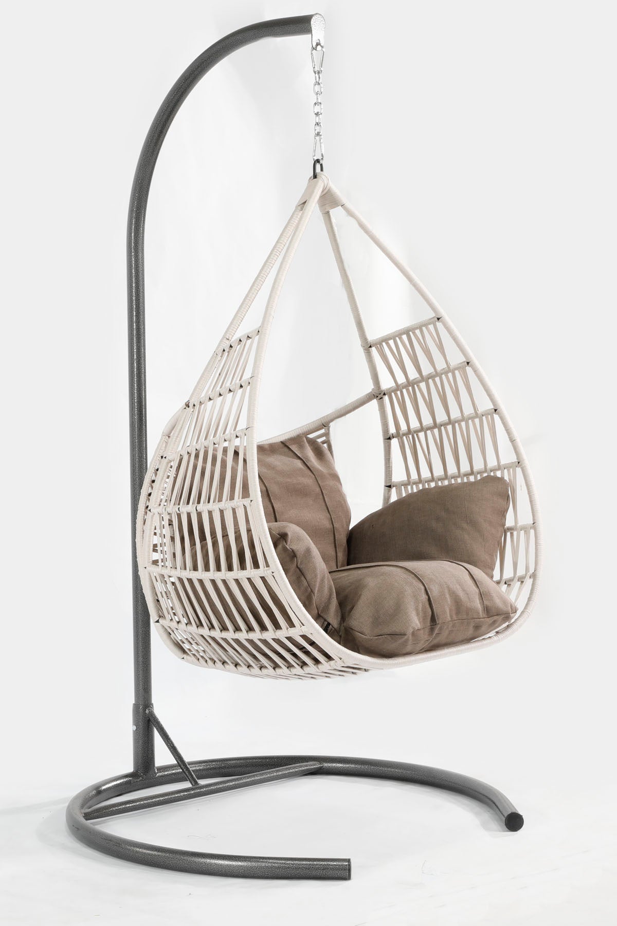 Damla Model Beyaz Hamak Bahçe Salıncağı Antrasit Minder