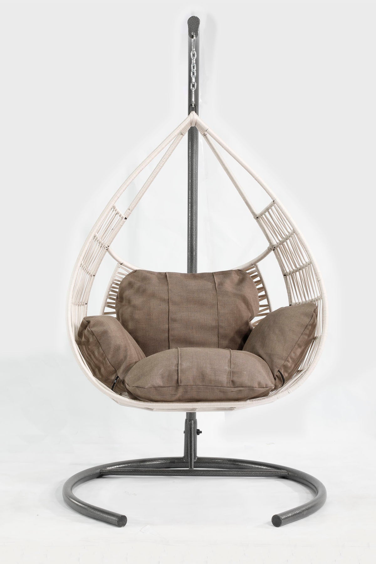 Damla Model Beyaz Hamak Bahçe Salıncağı Antrasit Minder