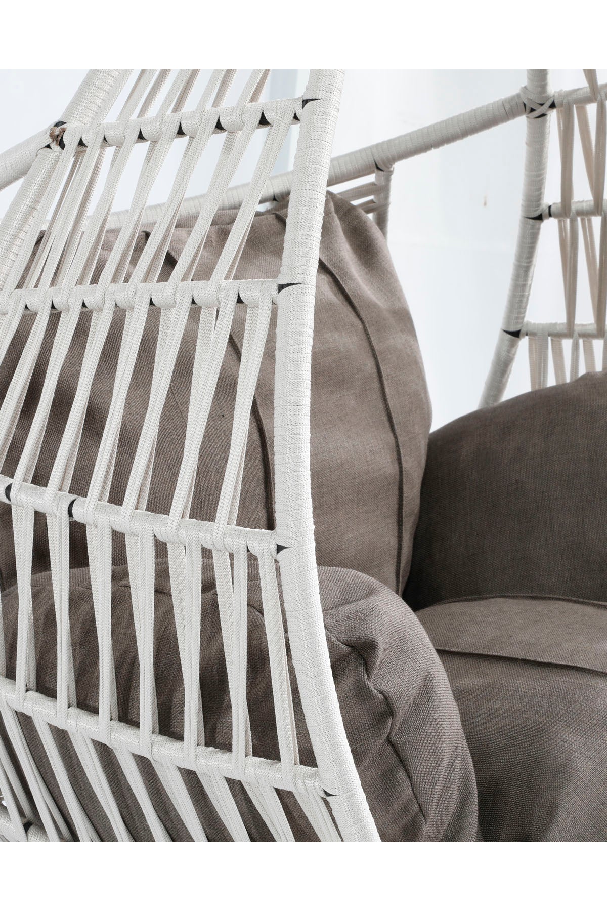 Damla Model Beyaz Hamak Bahçe Salıncağı Antrasit Minder