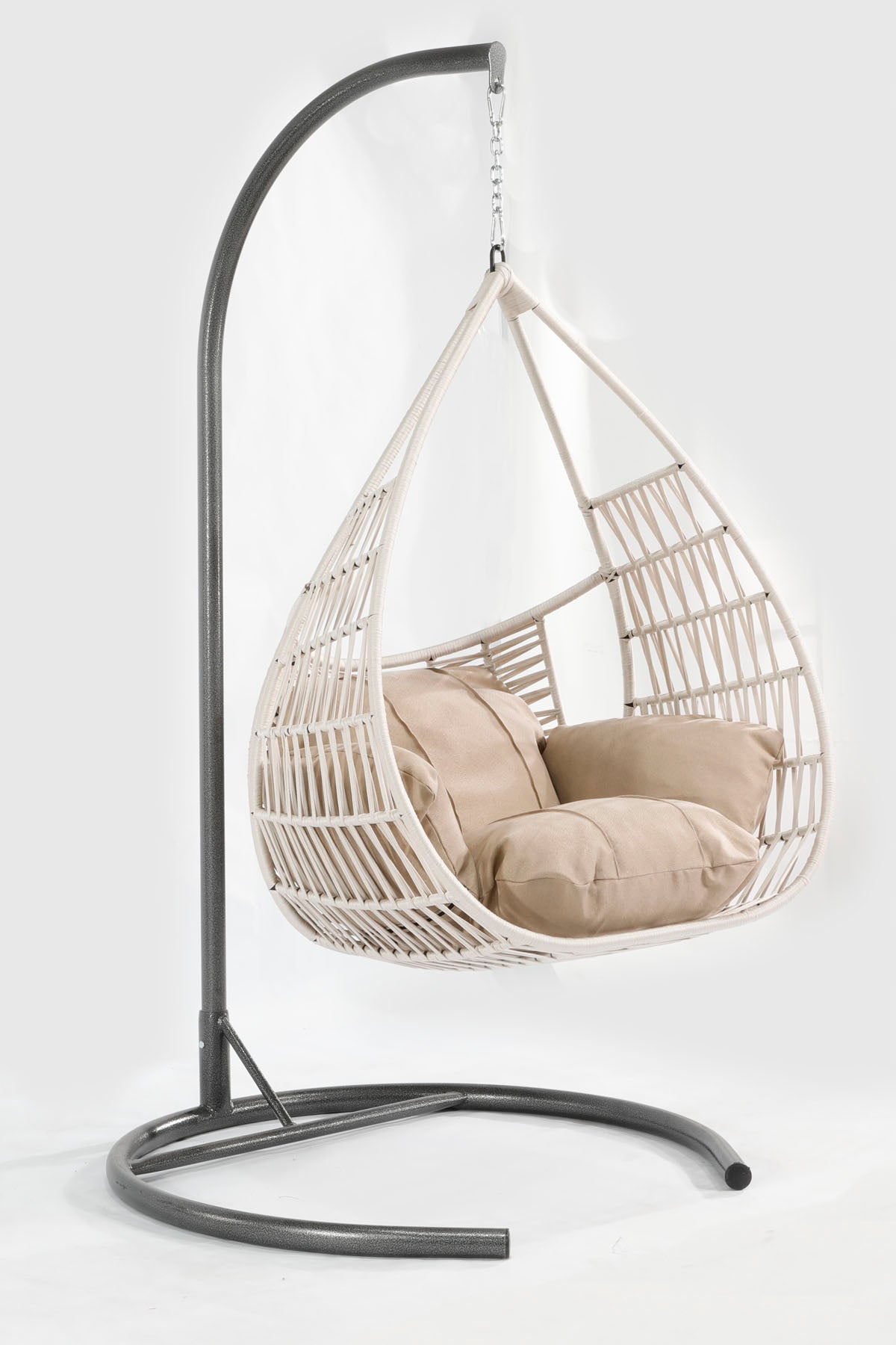 Damla Model Beyaz Hamak Bahçe Salıncağı Krem Minder