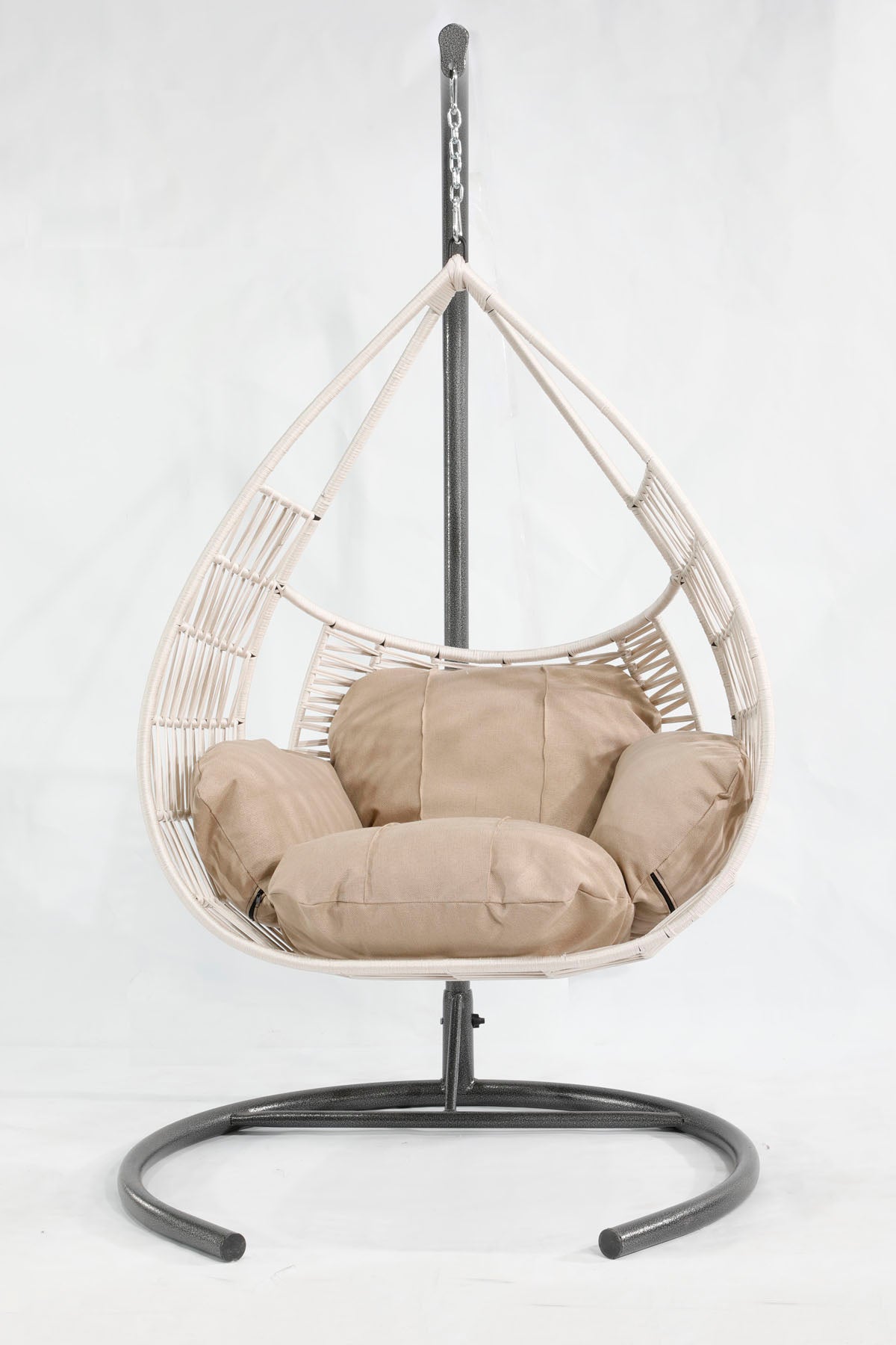 Damla Model Beyaz Hamak Bahçe Salıncağı Krem Minder