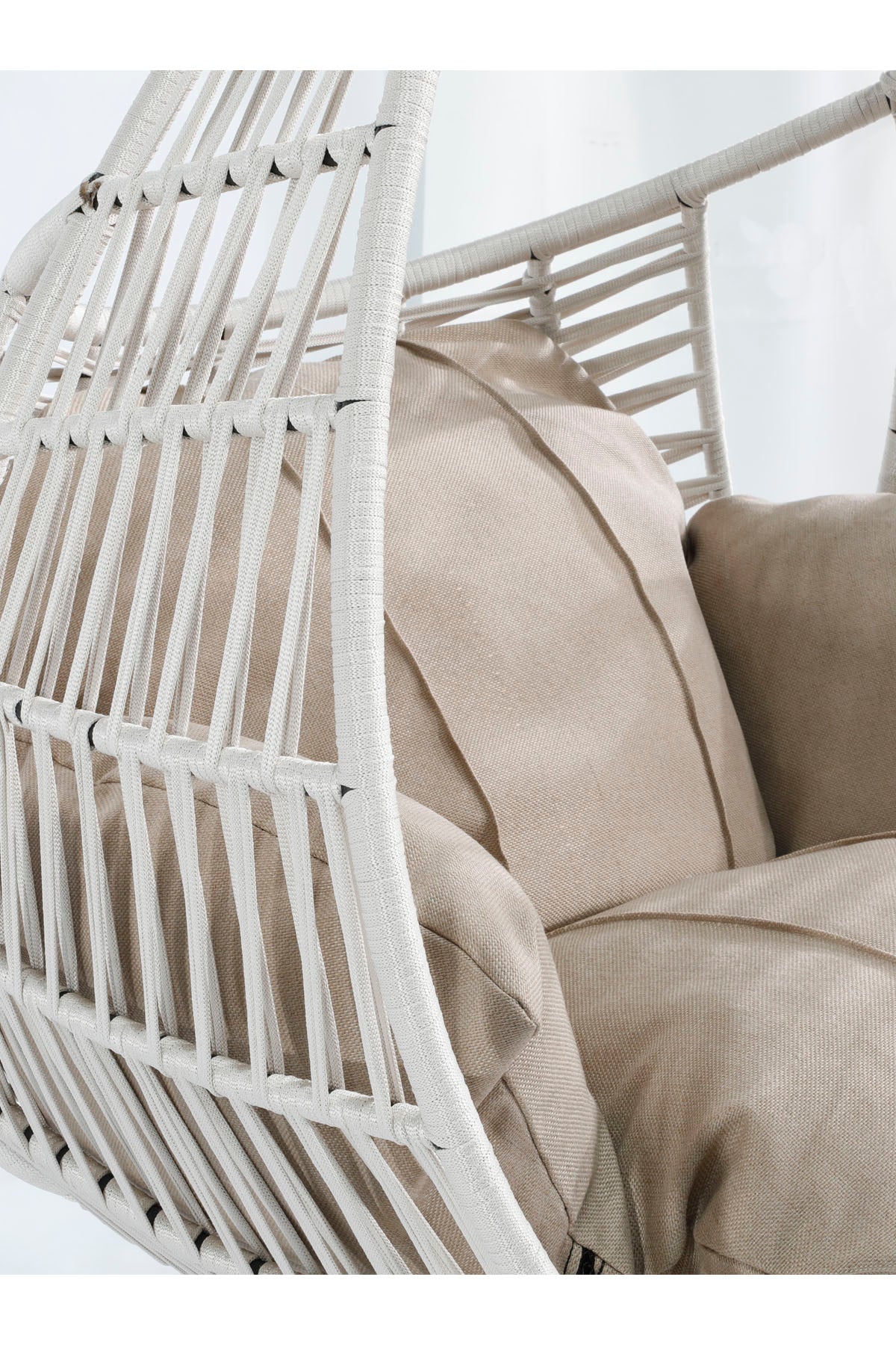 Damla Model Beyaz Hamak Bahçe Salıncağı Krem Minder