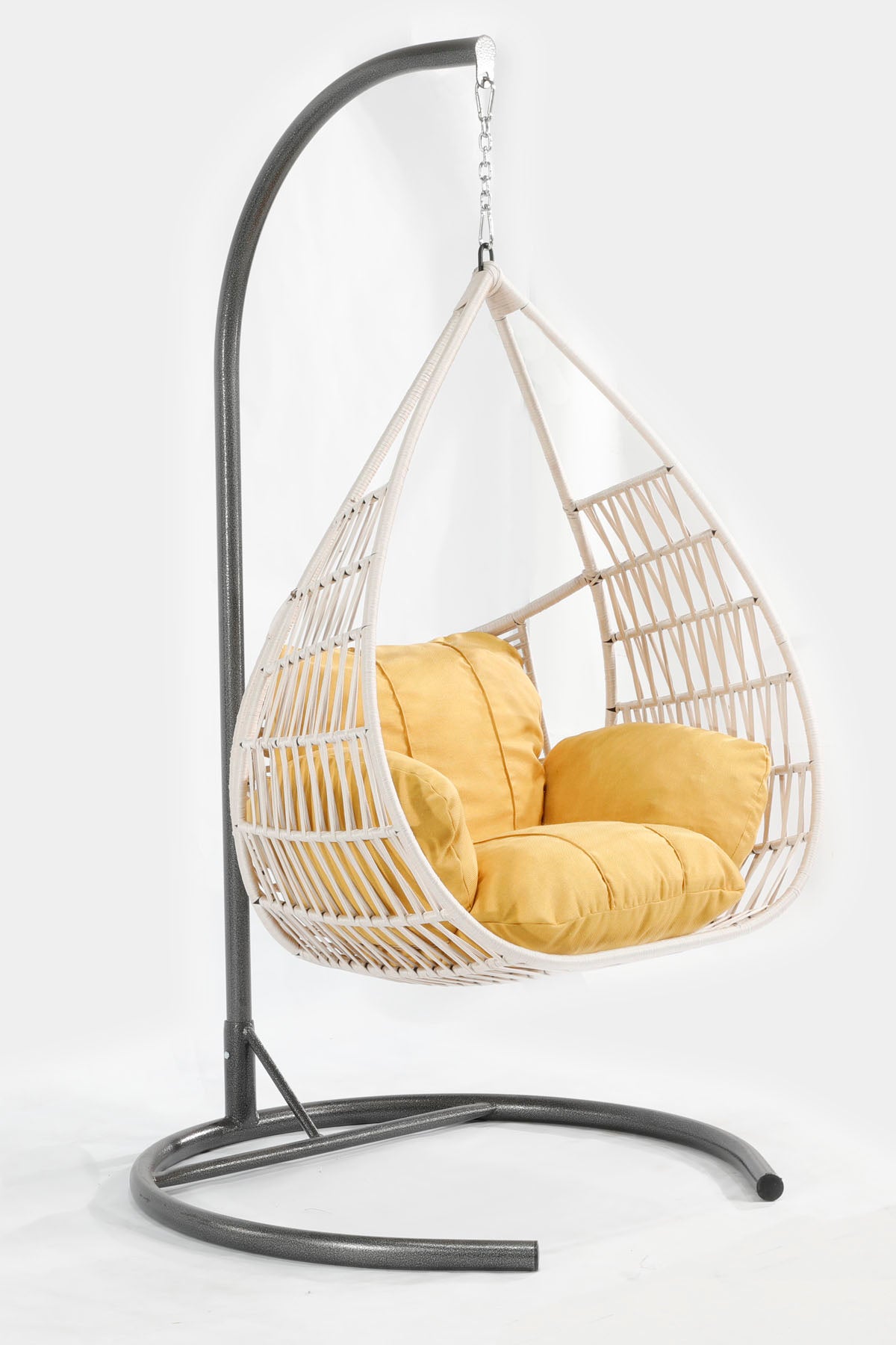 Damla Model Beyaz Hamak Bahçe Salıncağı Sarı Minder