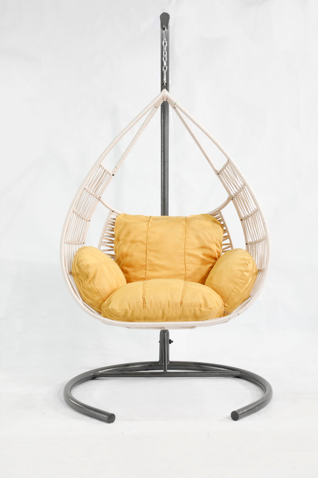 Damla Model Beyaz Hamak Bahçe Salıncağı Sarı Minder