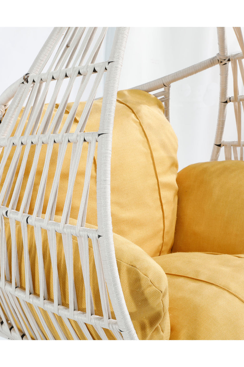 Damla Model Beyaz Hamak Bahçe Salıncağı Sarı Minder