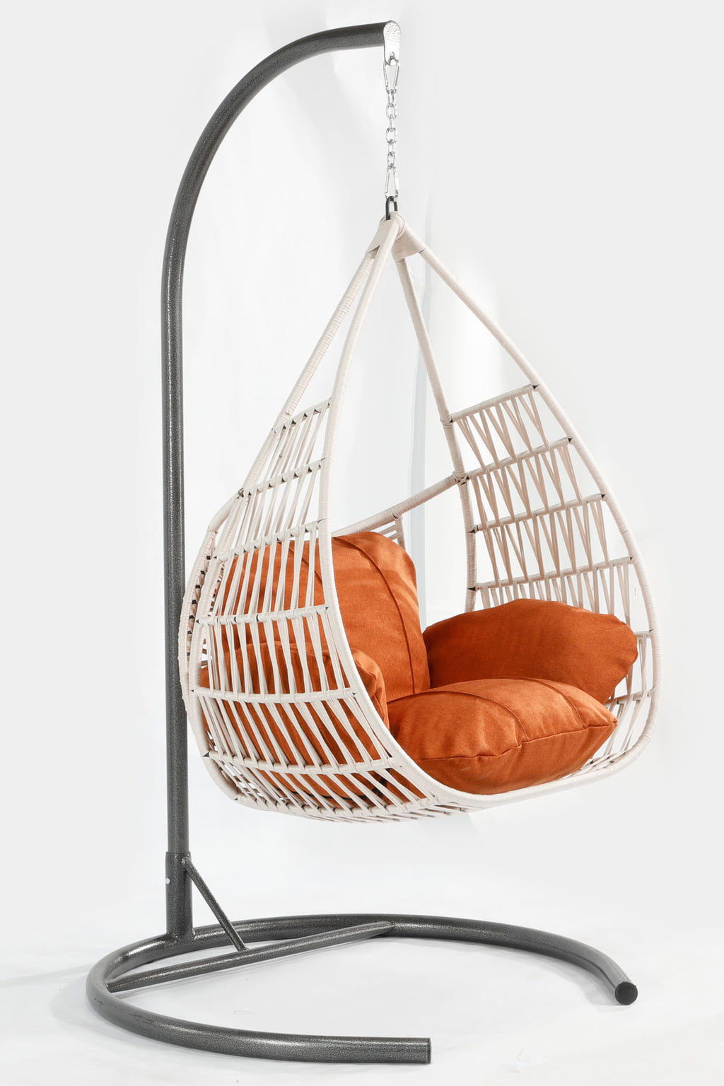 Damla Model Beyaz Hamak Bahçe Salıncağı Turuncu Minder