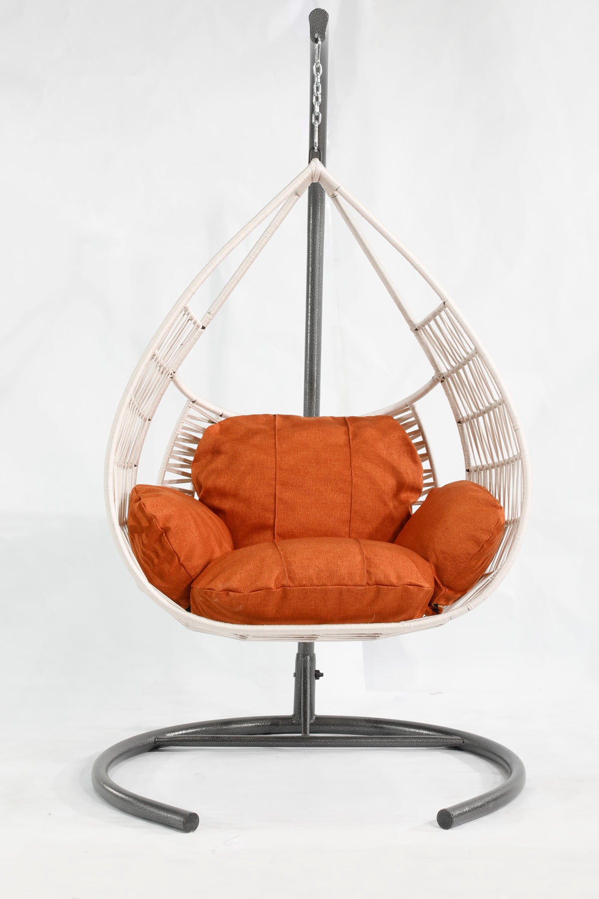 Damla Model Beyaz Hamak Bahçe Salıncağı Turuncu Minder