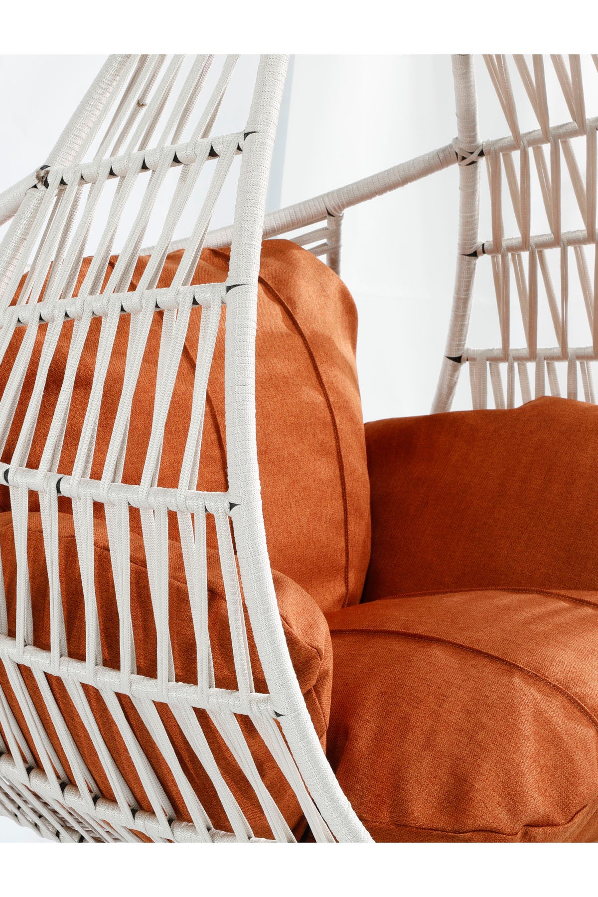 Damla Model Beyaz Hamak Bahçe Salıncağı Turuncu Minder