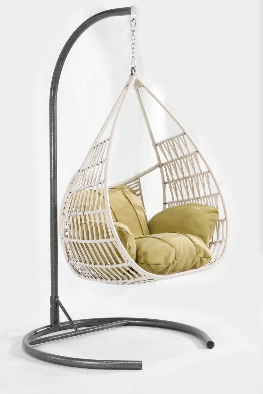 Damla Model Beyaz Hamak Bahçe Salıncağı Yeşil Minder