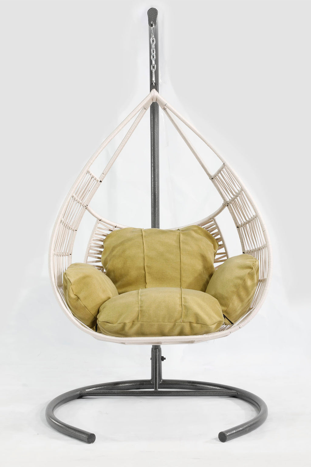 Damla Model Beyaz Hamak Bahçe Salıncağı Yeşil Minder