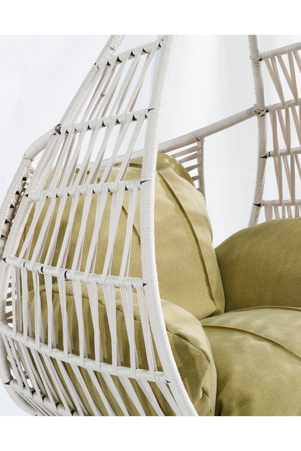 Damla Model Beyaz Hamak Bahçe Salıncağı Yeşil Minder