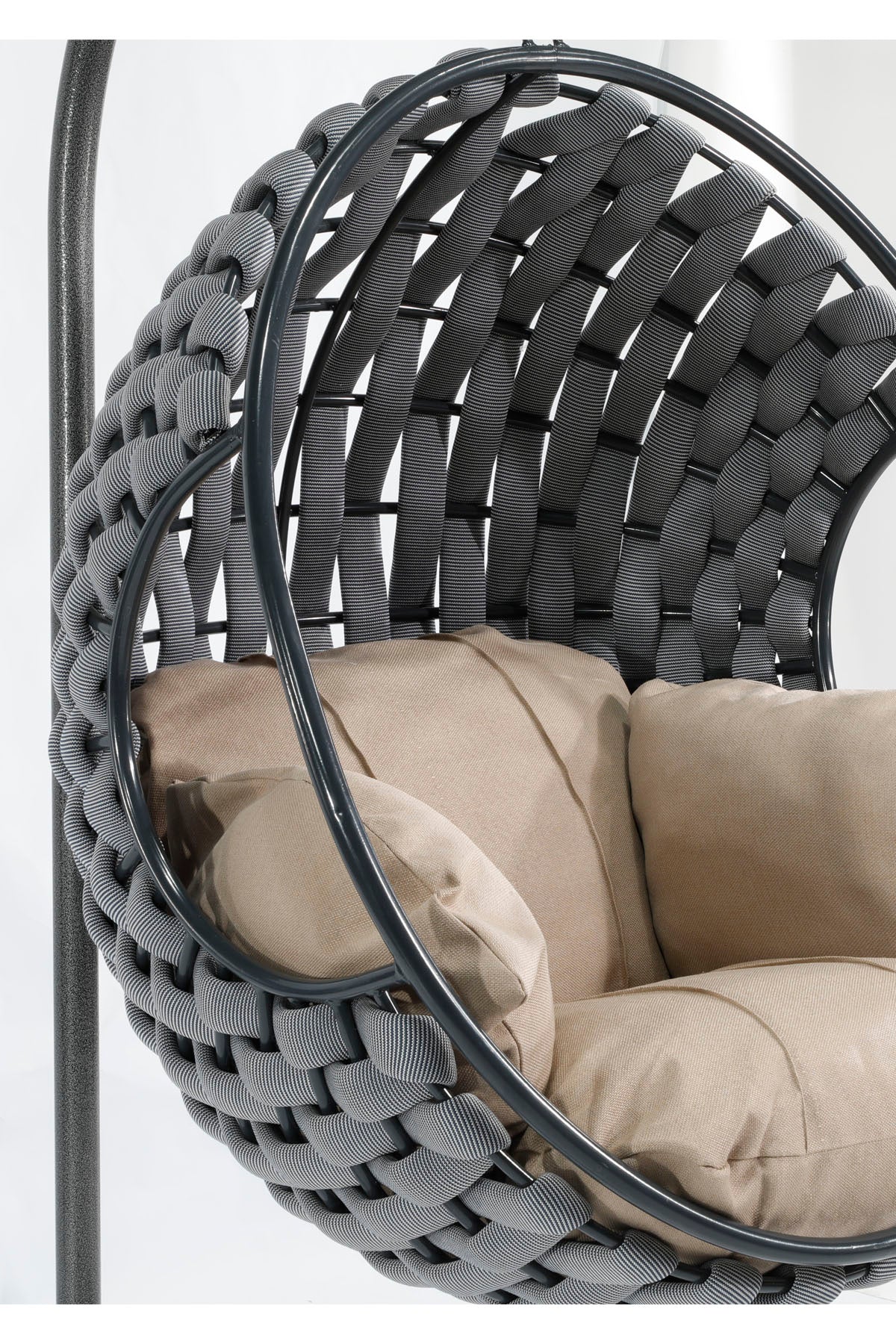 Apple Model Antrasit Hamak Bahçe Salıncağı Krem Minder