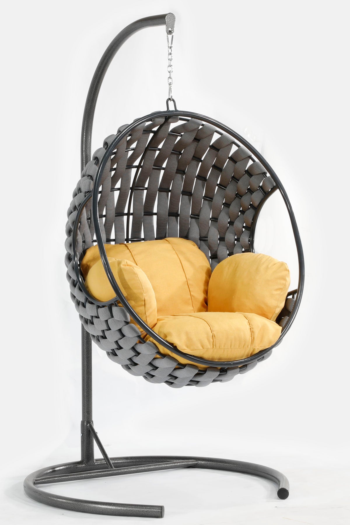 Apple Model Antrasit Hamak Bahçe Salıncağı Sarı Minder