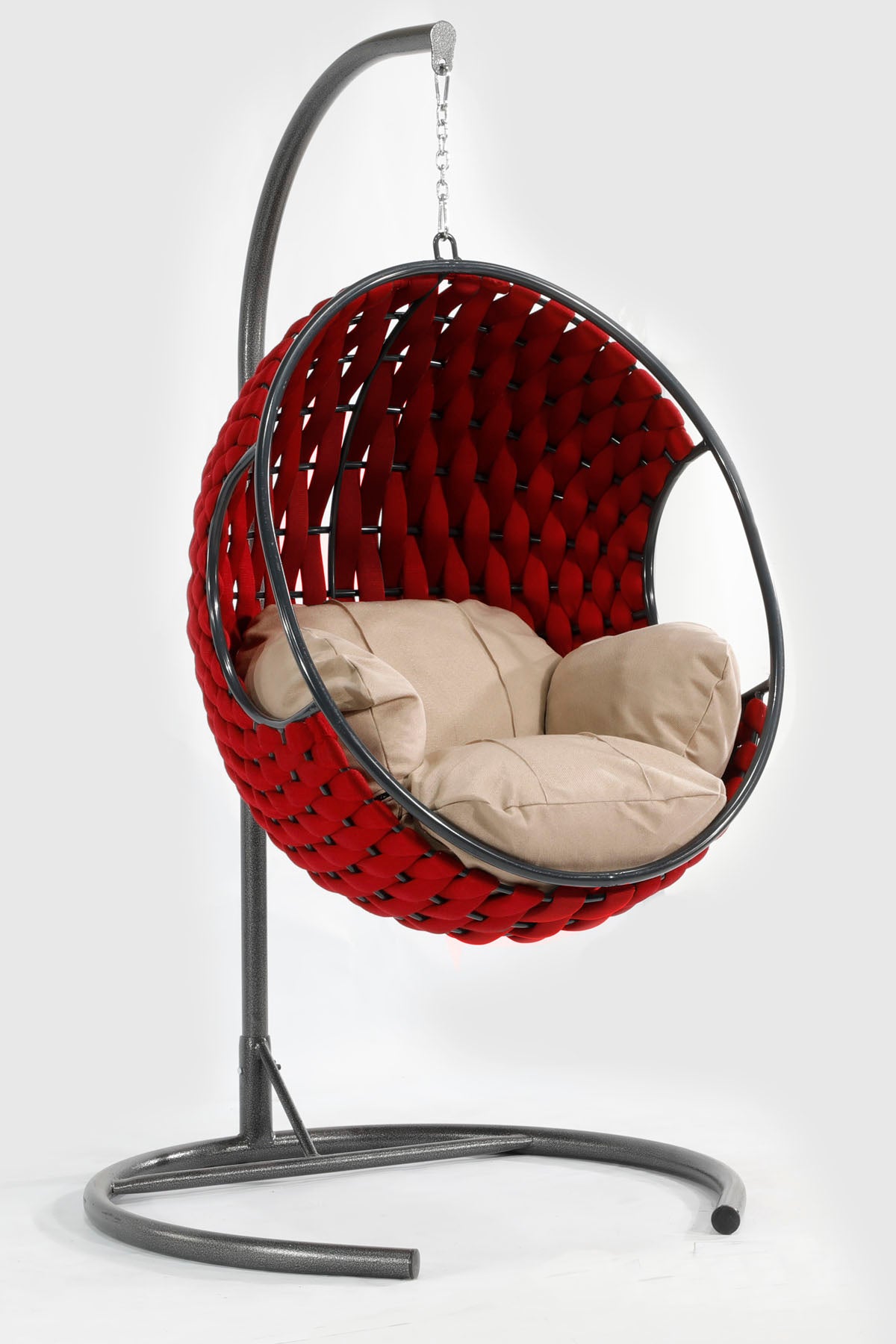 Apple Model Kırmızı Hamak Bahçe Salıncağı Krem Minder