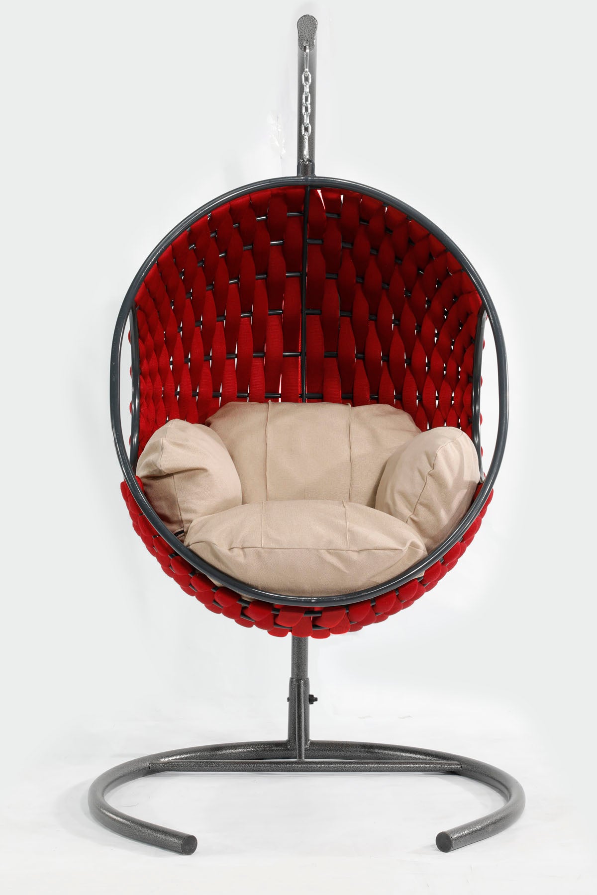 Apple Model Kırmızı Hamak Bahçe Salıncağı Krem Minder