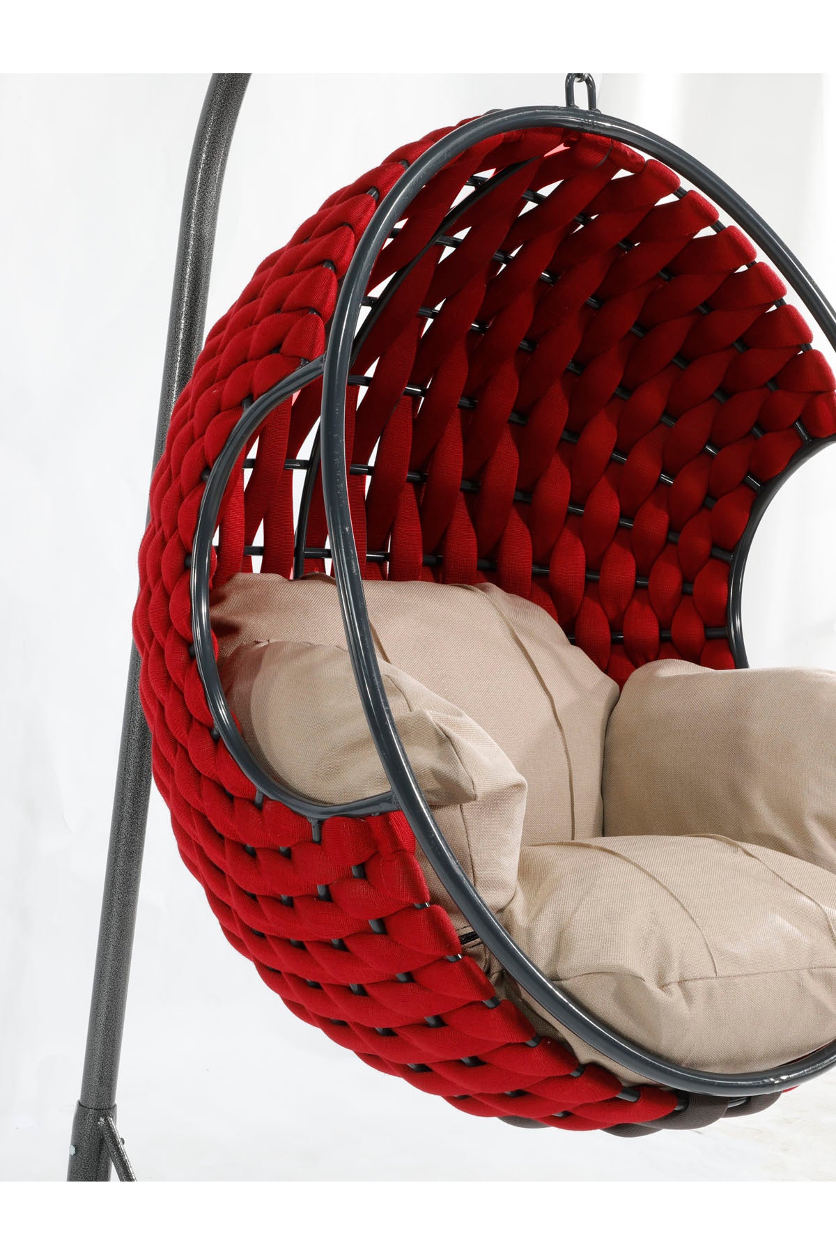 Apple Model Kırmızı Hamak Bahçe Salıncağı Krem Minder