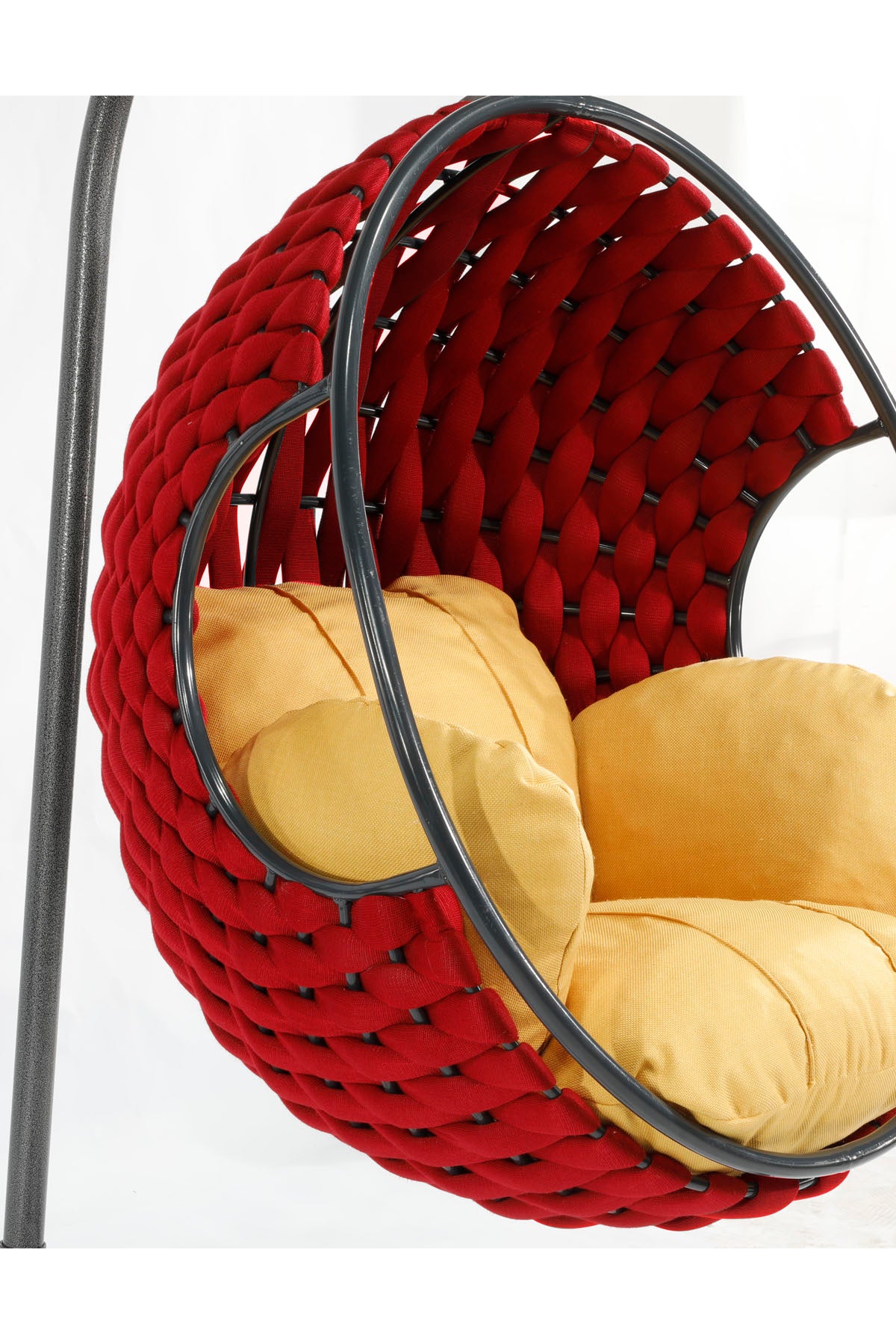 Apple Model Kırmızı Hamak Bahçe Salıncağı Sarı Minder