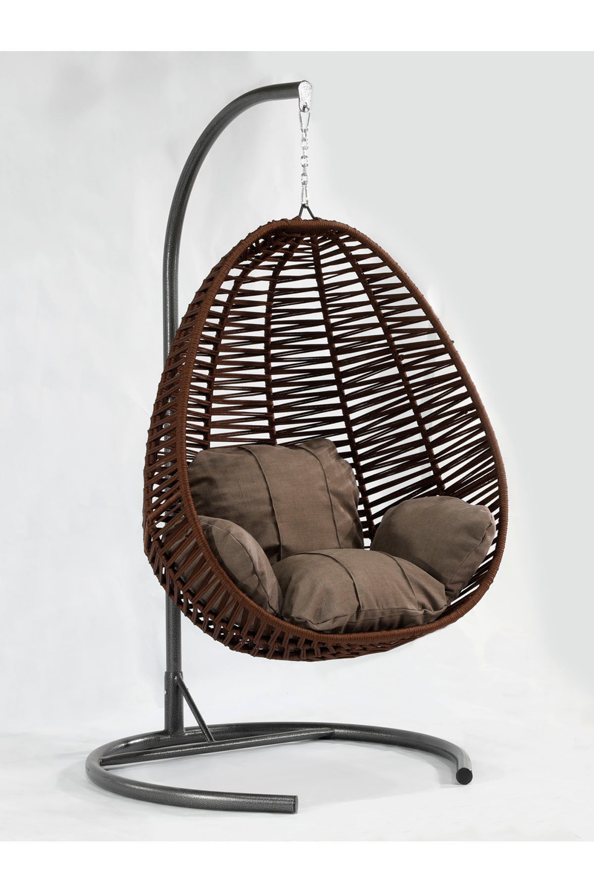 Fındık Model Koyu Kahverengi Hamak Bahçe Salıncağı Antrasit Minder
