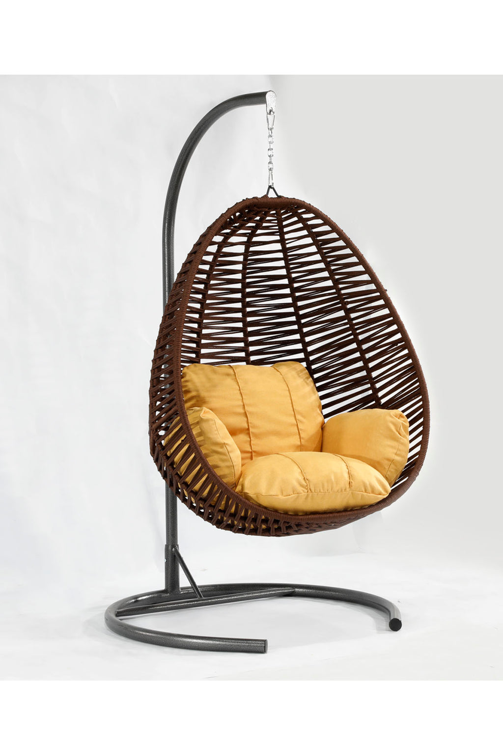 Fındık Model Koyu Kahverengi Hamak Bahçe Salıncağı Sarı Minder