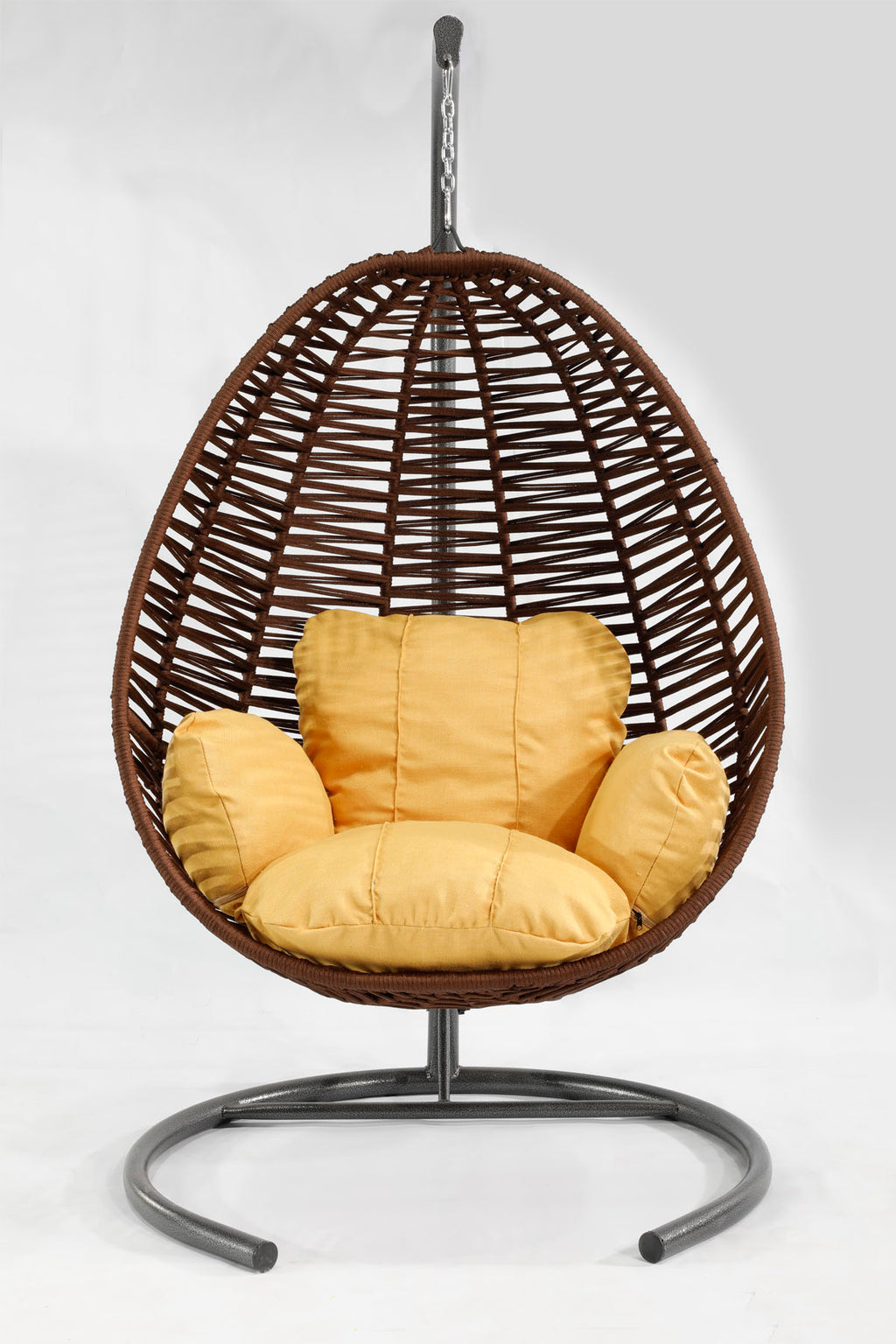Fındık Model Koyu Kahverengi Hamak Bahçe Salıncağı Sarı Minder