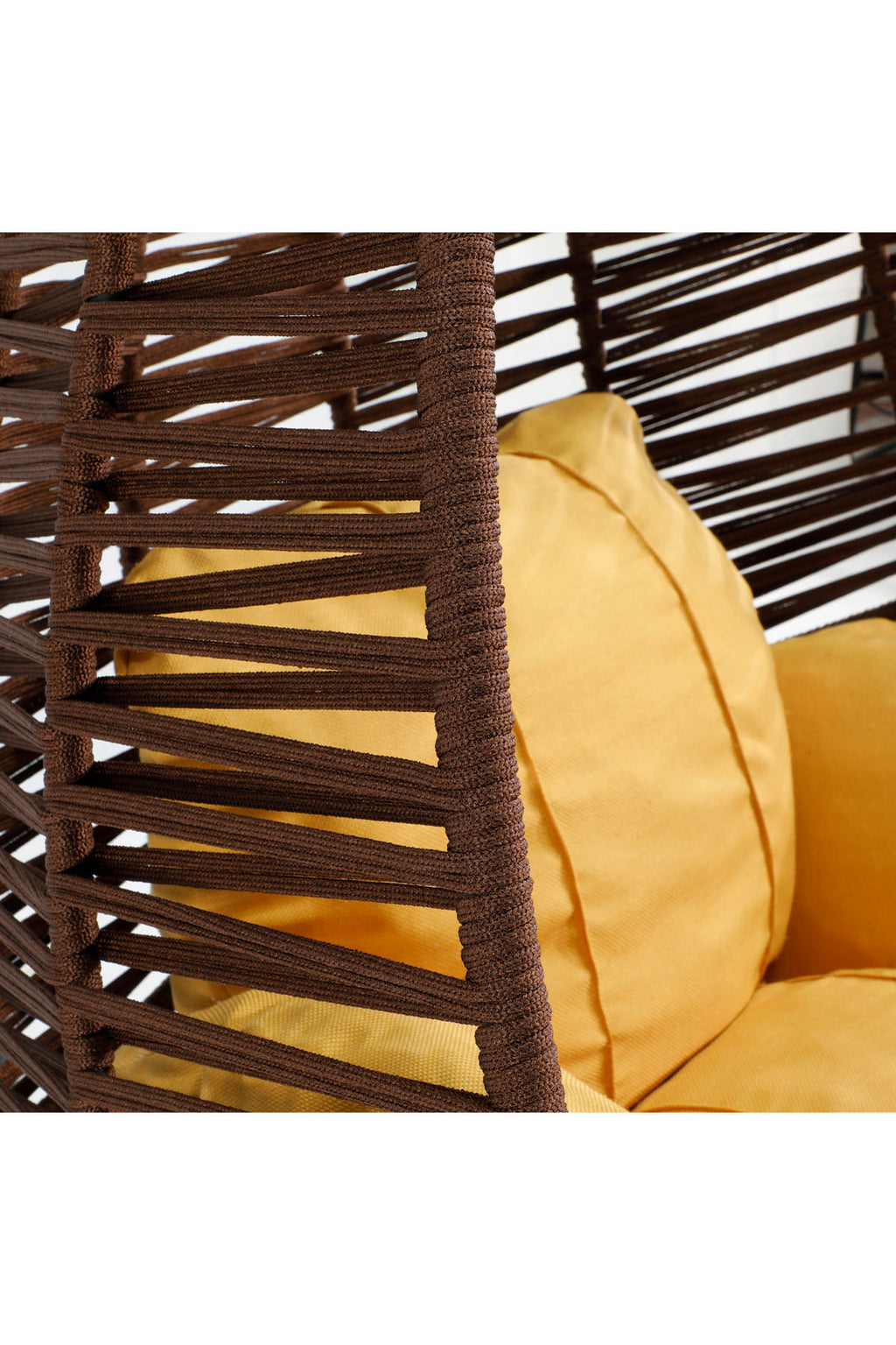Fındık Model Koyu Kahverengi Hamak Bahçe Salıncağı Sarı Minder