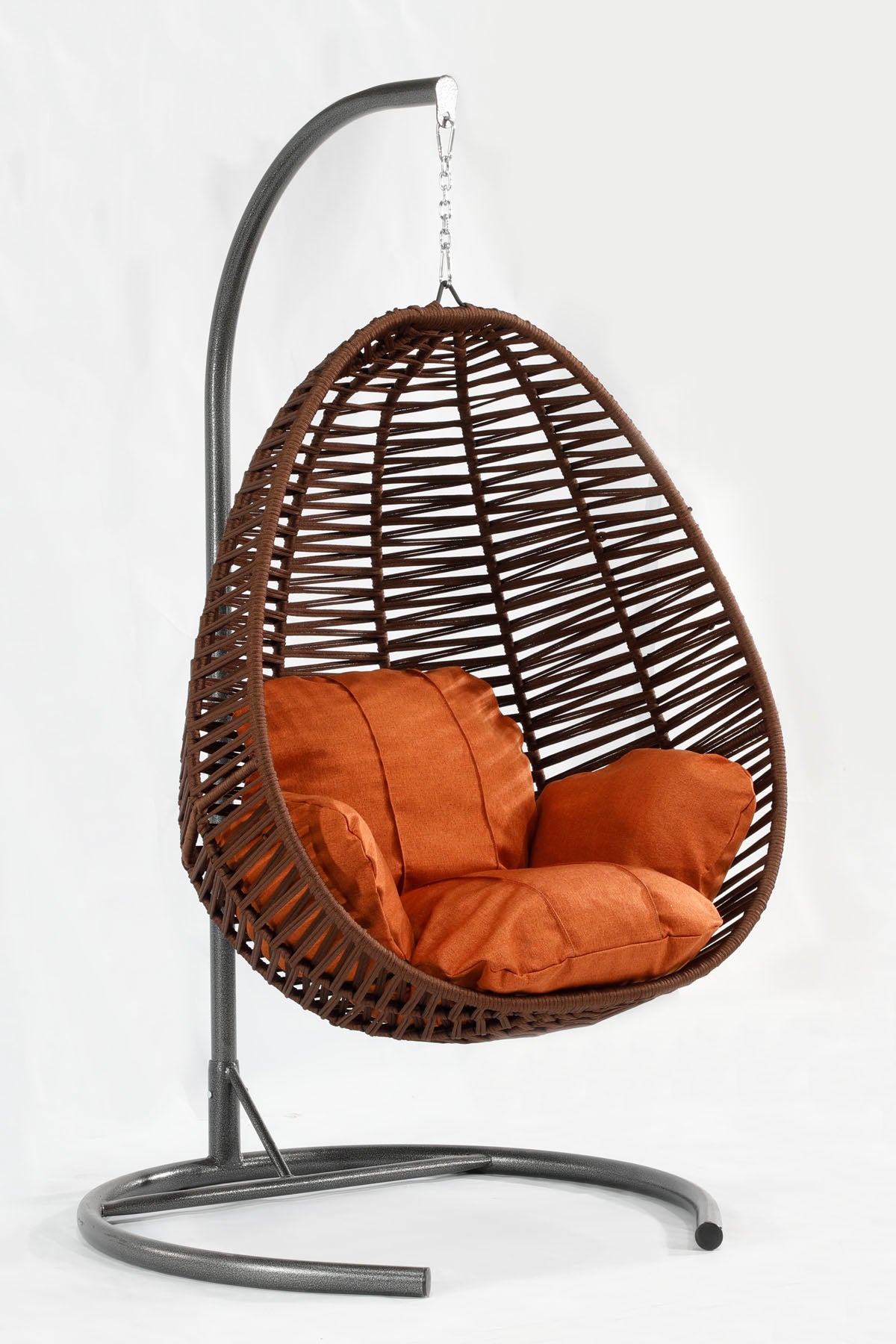 Fındık Model Koyu Kahverengi Hamak Bahçe Salıncağı Turuncu Minder