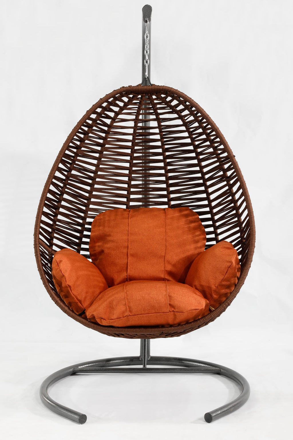 Fındık Model Koyu Kahverengi Hamak Bahçe Salıncağı Turuncu Minder