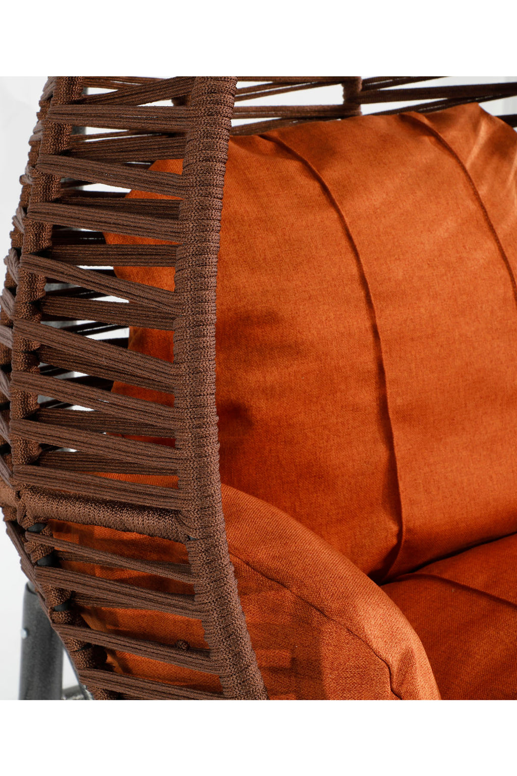 Fındık Model Koyu Kahverengi Hamak Bahçe Salıncağı Turuncu Minder