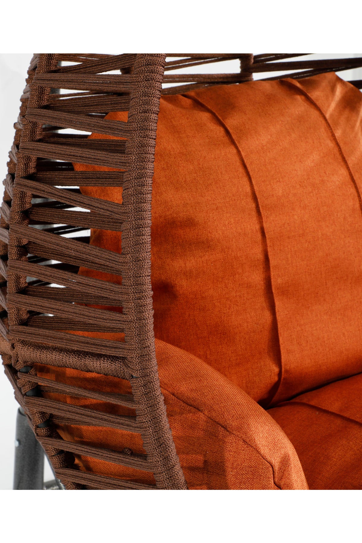 Fındık Model Koyu Kahverengi Hamak Bahçe Salıncağı Turuncu Minder