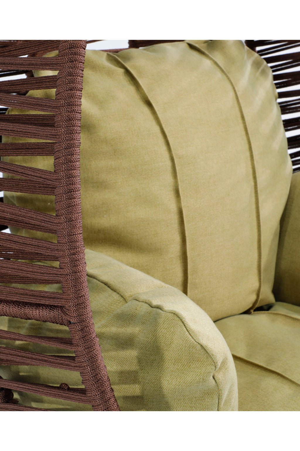 Fındık Model Koyu Kahverengi Hamak Bahçe Salıncağı Yeşil Minder