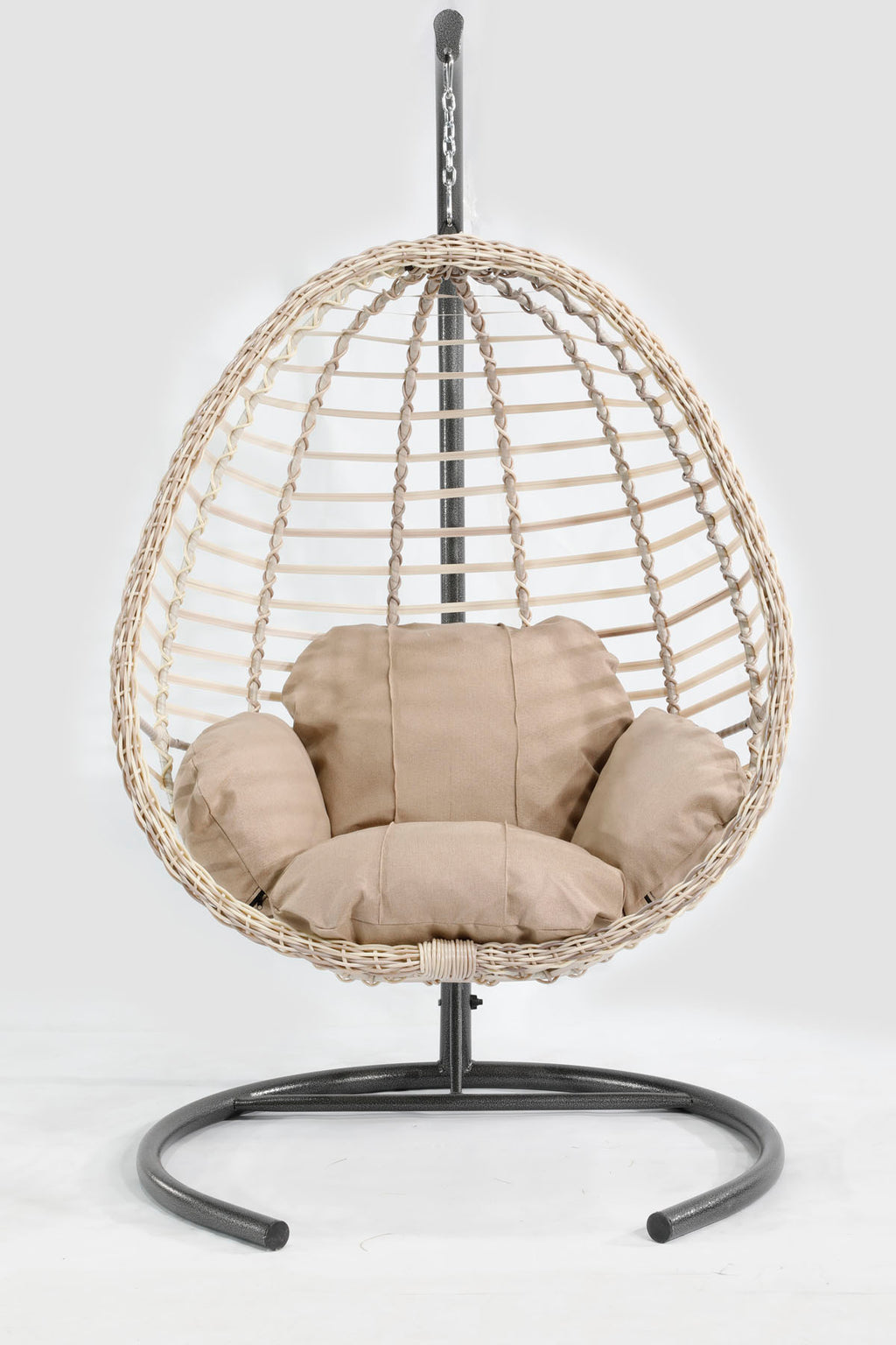 Beyaz Rattan Örgü Fındık Model Hamak Bahçe Salıncağı Krem Minder