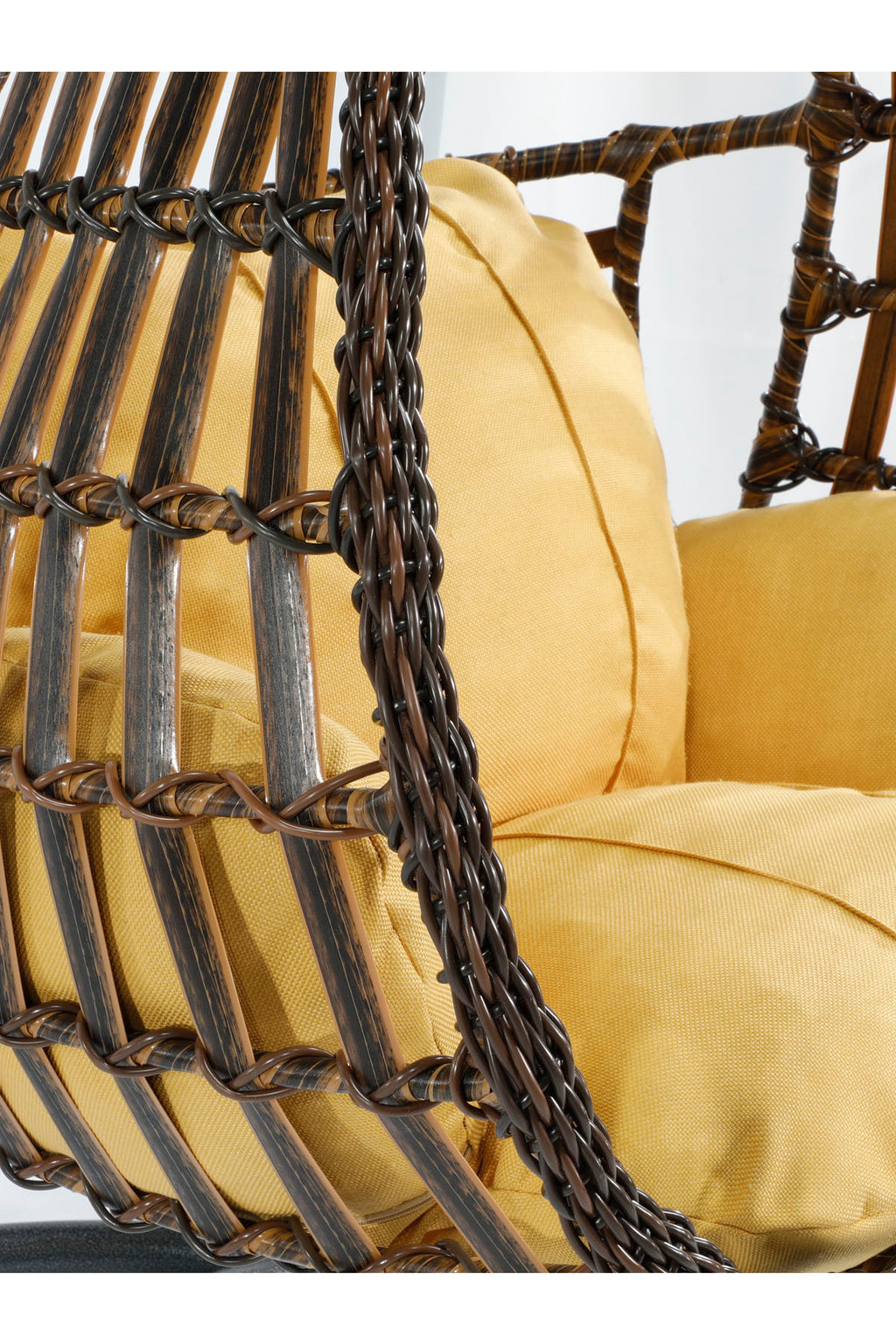 Kahverengi Rattan Örgü Damla Model Hamak Bahçe Salıncağı Sarı Minder