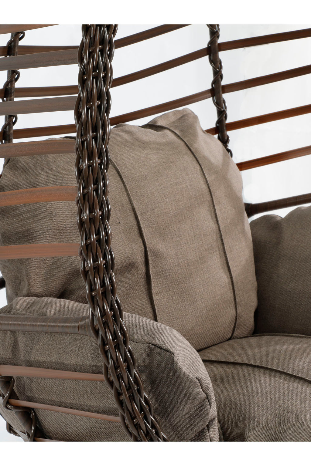 Kahverengi Rattan Örgü Fındık Model Hamak Bahçe Salıncağı Antrasit Minder