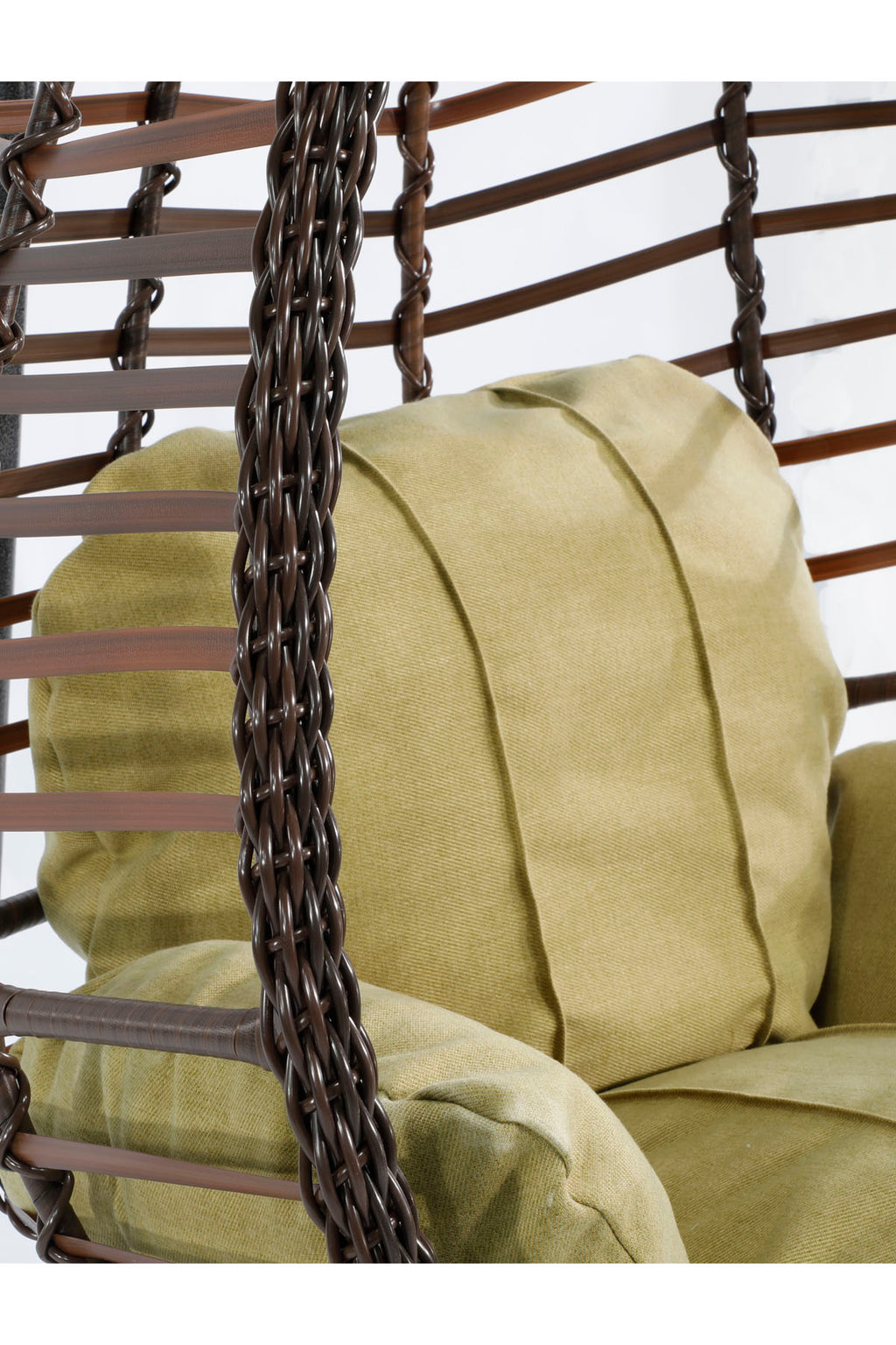 Kahverengi Rattan Örgü Fındık Model Hamak Bahçe Salıncağı Yeşil Minder