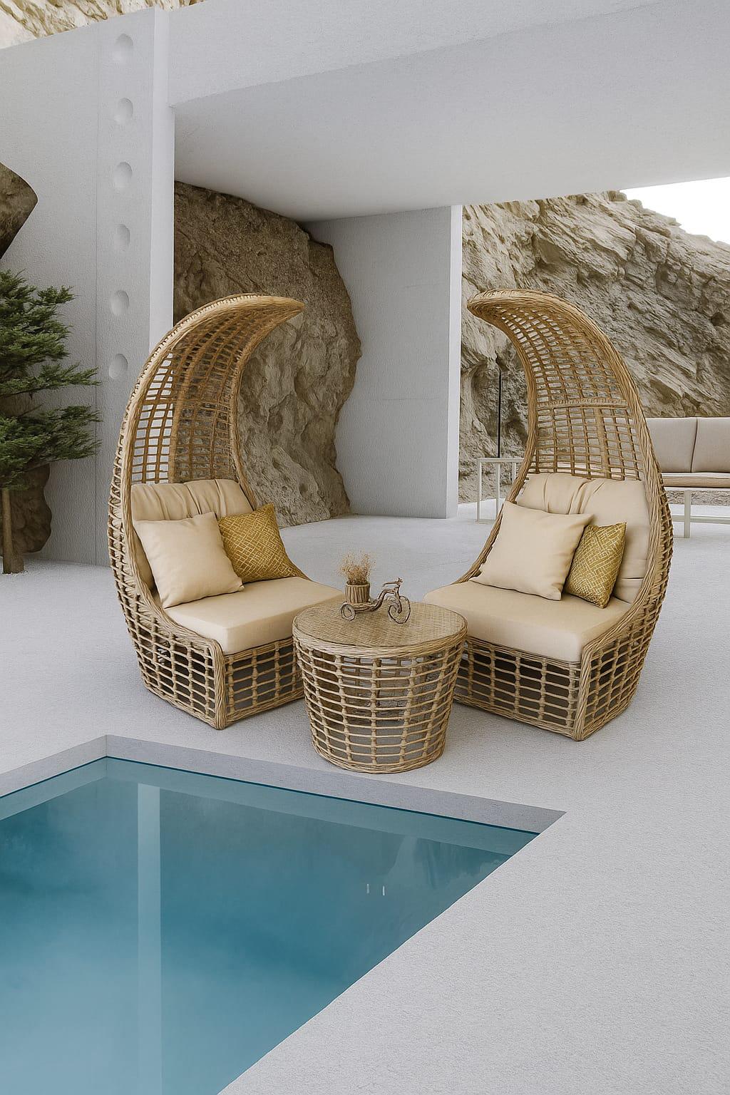 Deniz Kabuğu Rattan Bahçe Takımı